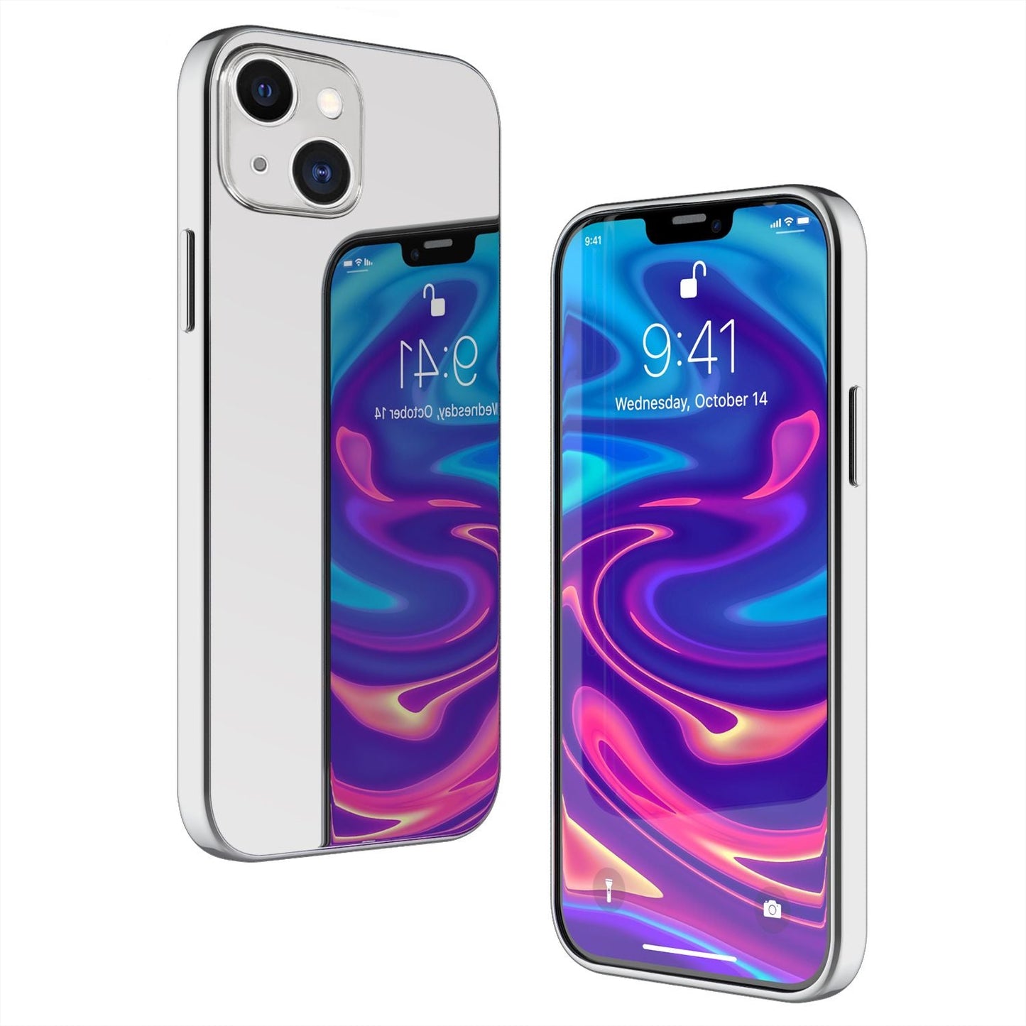 NALIA Spiegel Hart Glas Hülle für  iPhone 13, Mirror Schutz Case Bumper