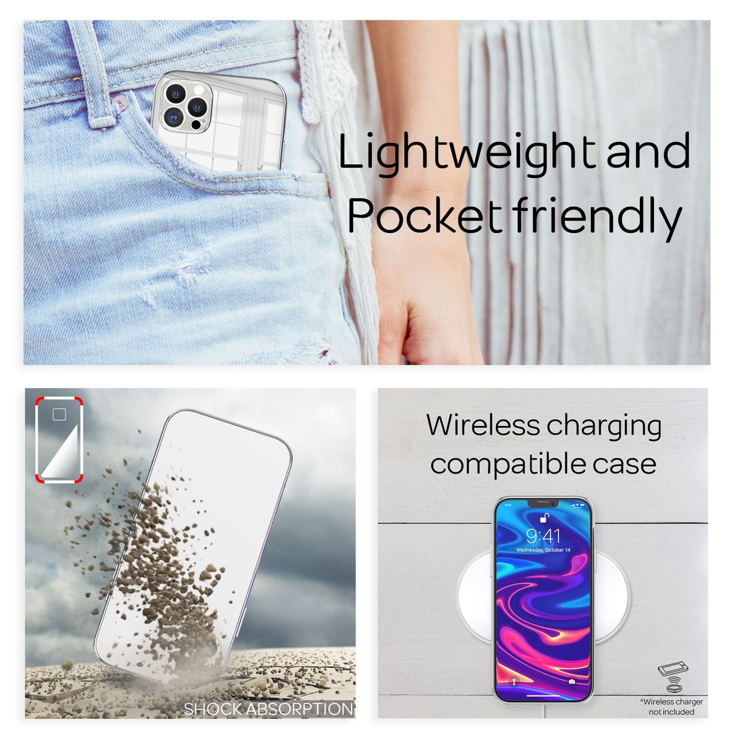 NALIA Spiegel Hart Glas Hülle für  iPhone 13 Pro, Mirror Schutz Case Bumper