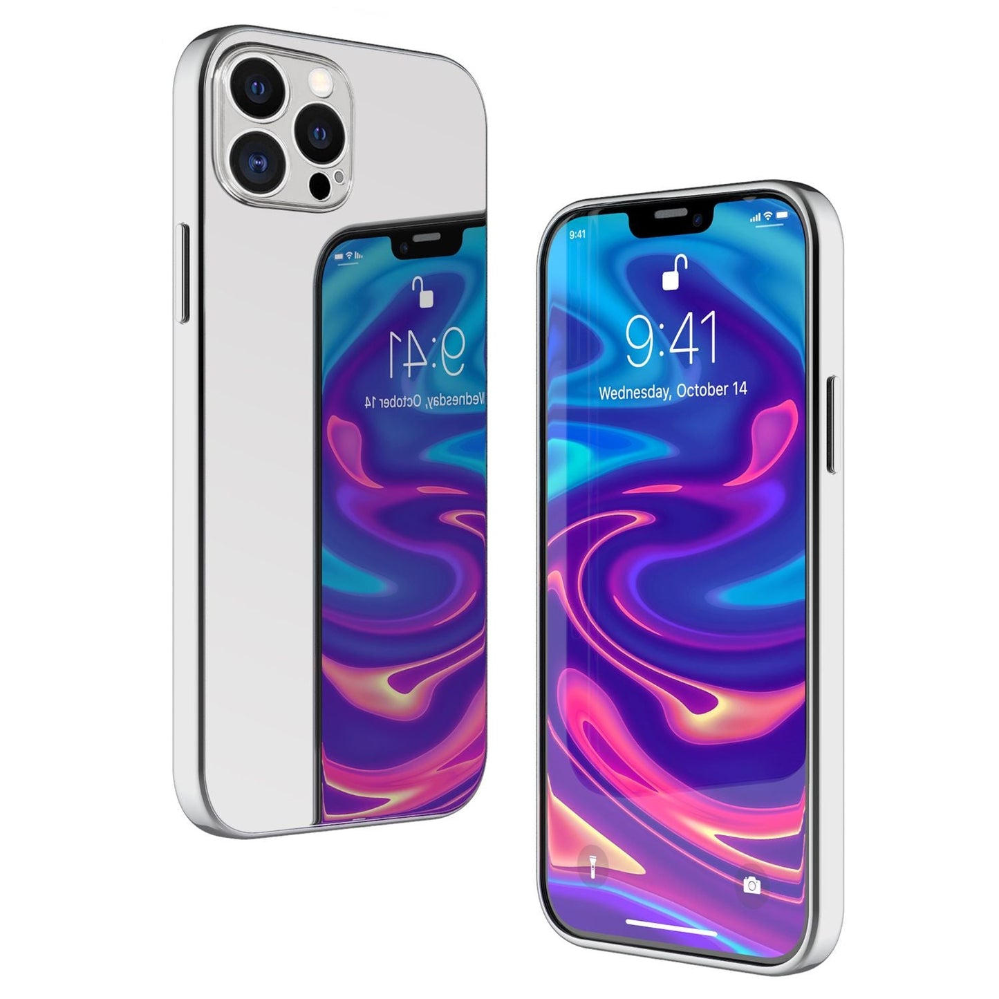 NALIA Spiegel Hart Glas Hülle für  iPhone 13 Pro Max, Mirror Schutz Case Bumper