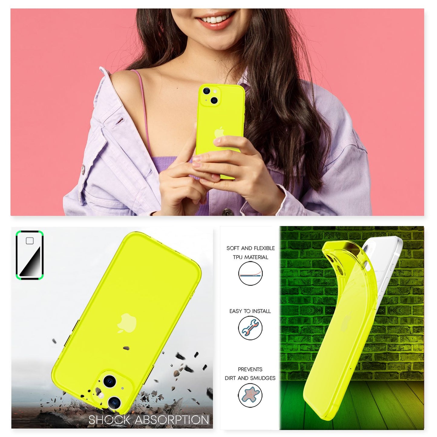 Husă de telefon NALIA Clear Neon - Compatibilă cu iPhone 13 Mini, Material: Silicon Neon, Dimensiune: Compactă
