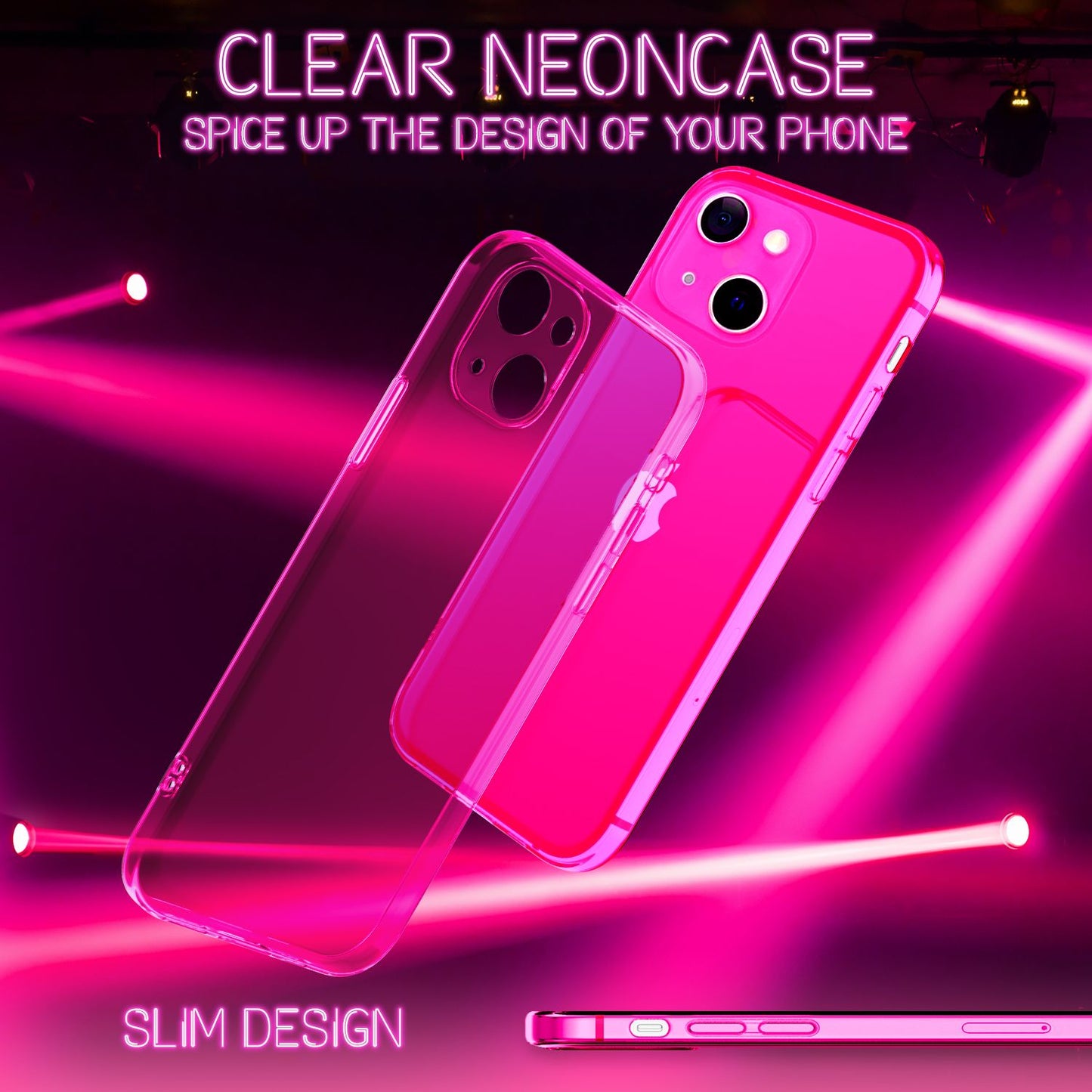 NALIA Carcasă transparentă neon Vibe Neon Silicone Case - Compatibilă cu iPhone 13, Material silicon, Culori neon