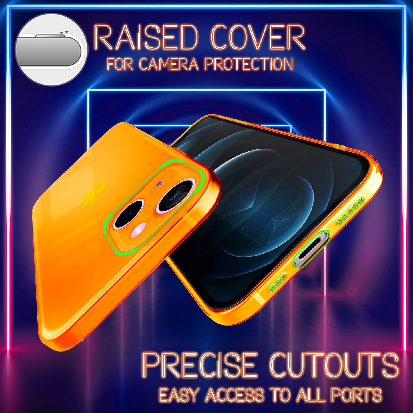 NALIA Carcasă transparentă neon Vibe Neon Silicone Case - Compatibilă cu iPhone 13, Material silicon, Culori neon