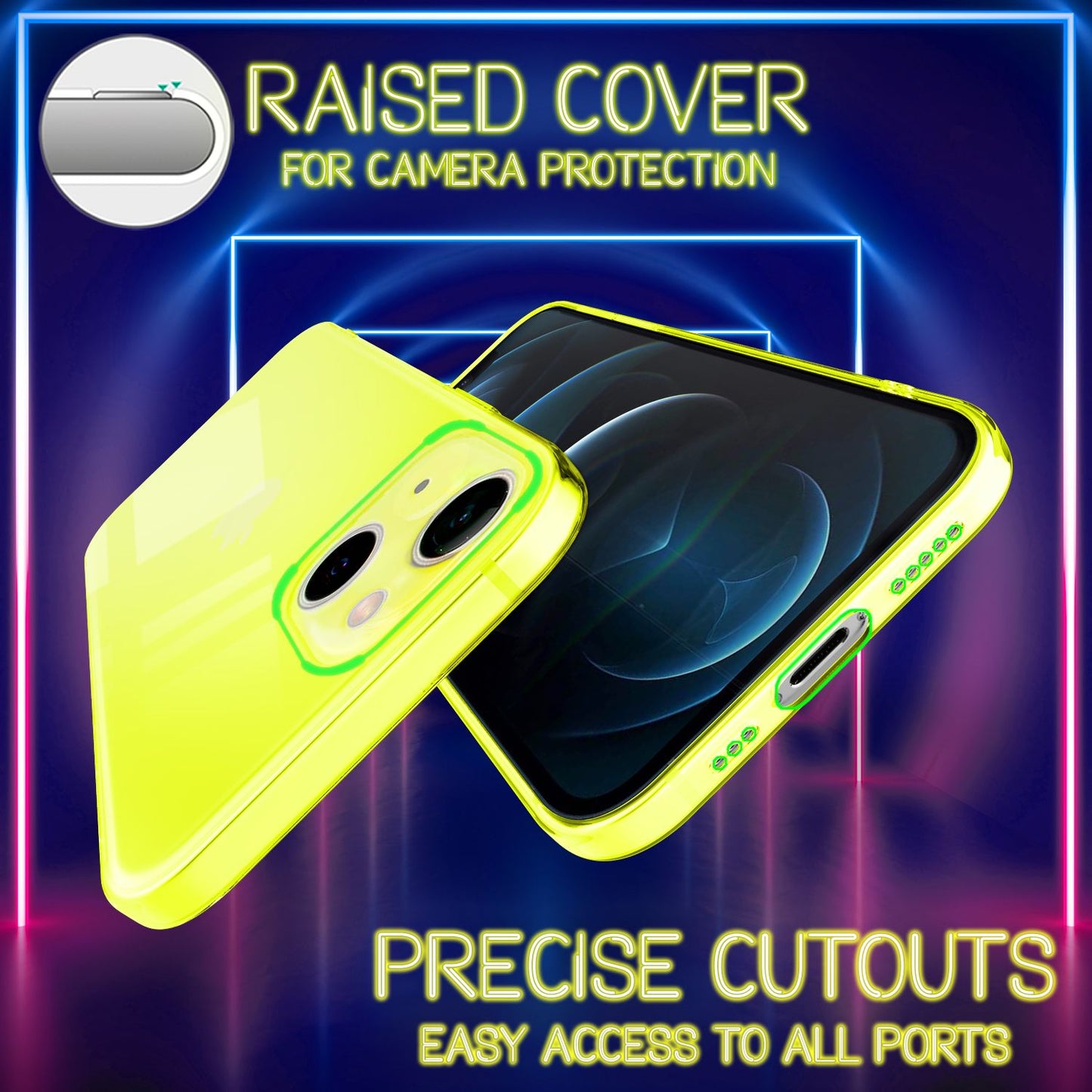 NALIA Carcasă transparentă neon Vibe Neon Silicone Case - Compatibilă cu iPhone 13, Material silicon, Culori neon