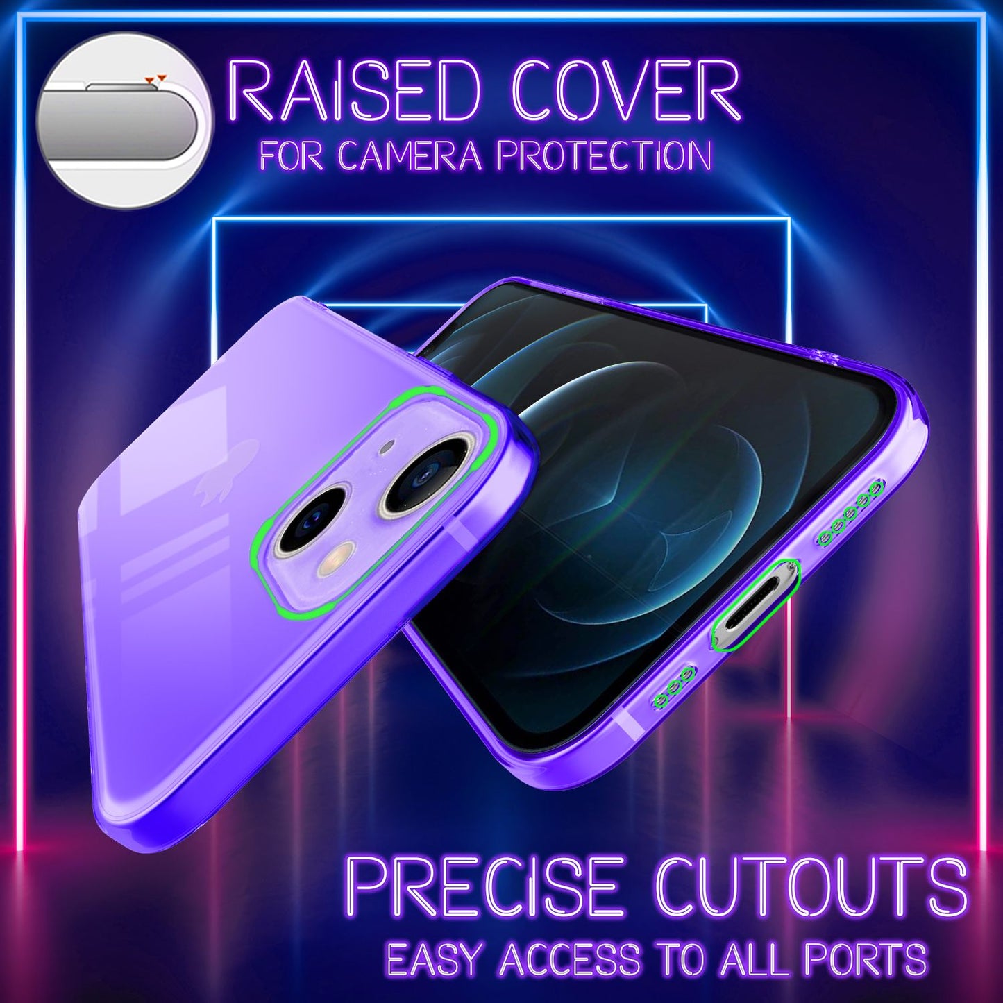 NALIA Carcasă transparentă neon Vibe Neon Silicone Case - Compatibilă cu iPhone 13, Material silicon, Culori neon