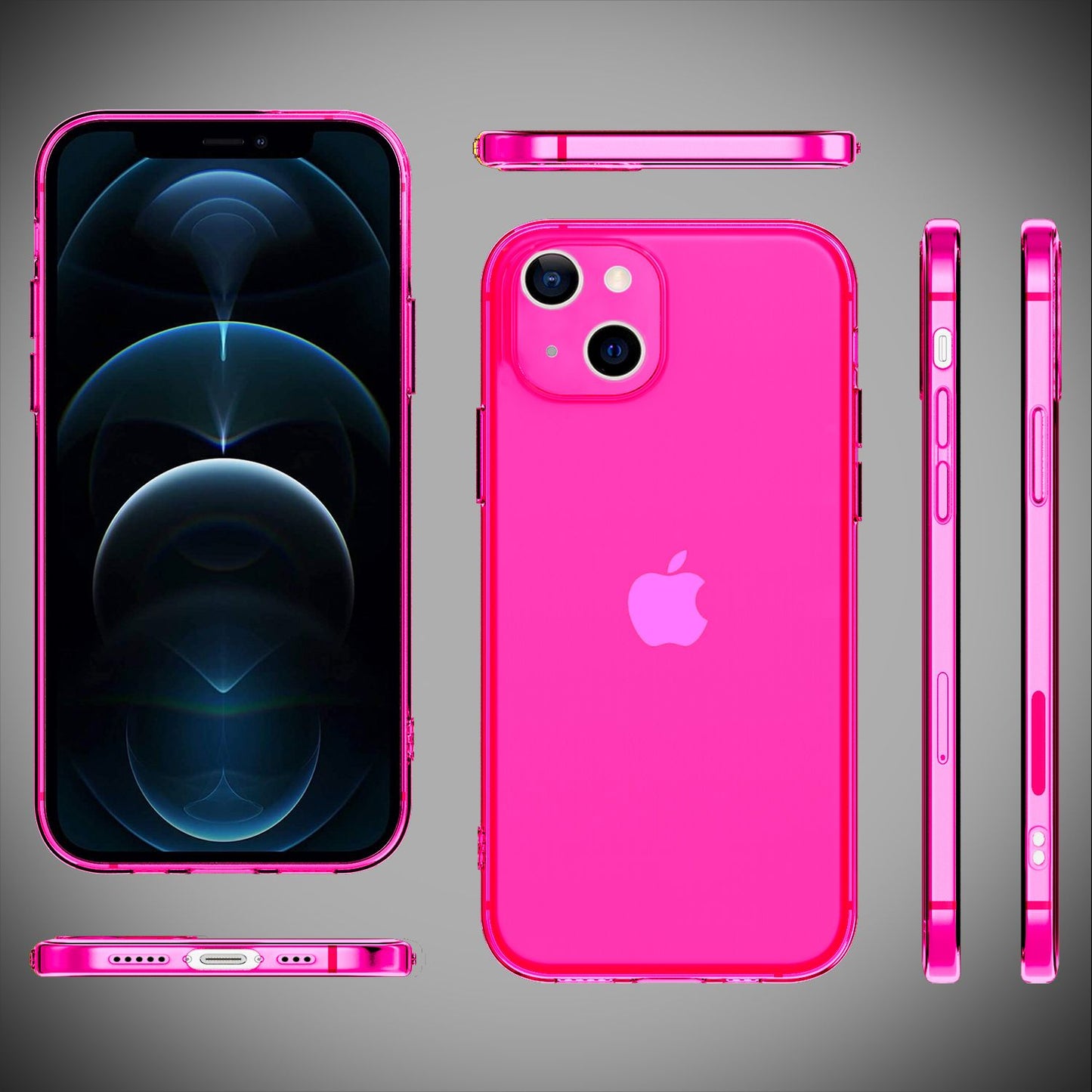 NALIA Carcasă transparentă neon Vibe Neon Silicone Case - Compatibilă cu iPhone 13, Material silicon, Culori neon