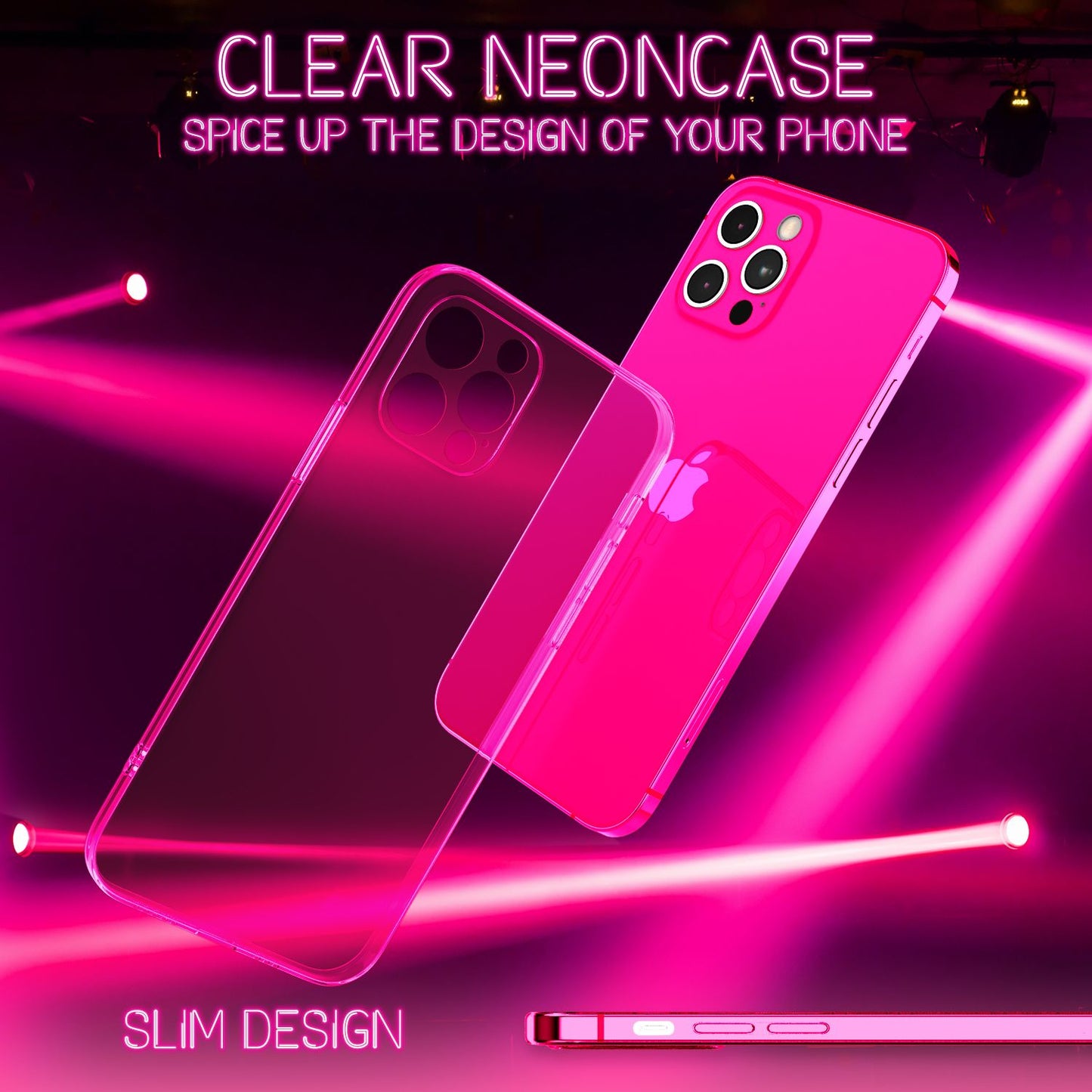 Husă de telefon NALIA Clear Neon pentru iPhone 13 Pro, husă transparentă colorată