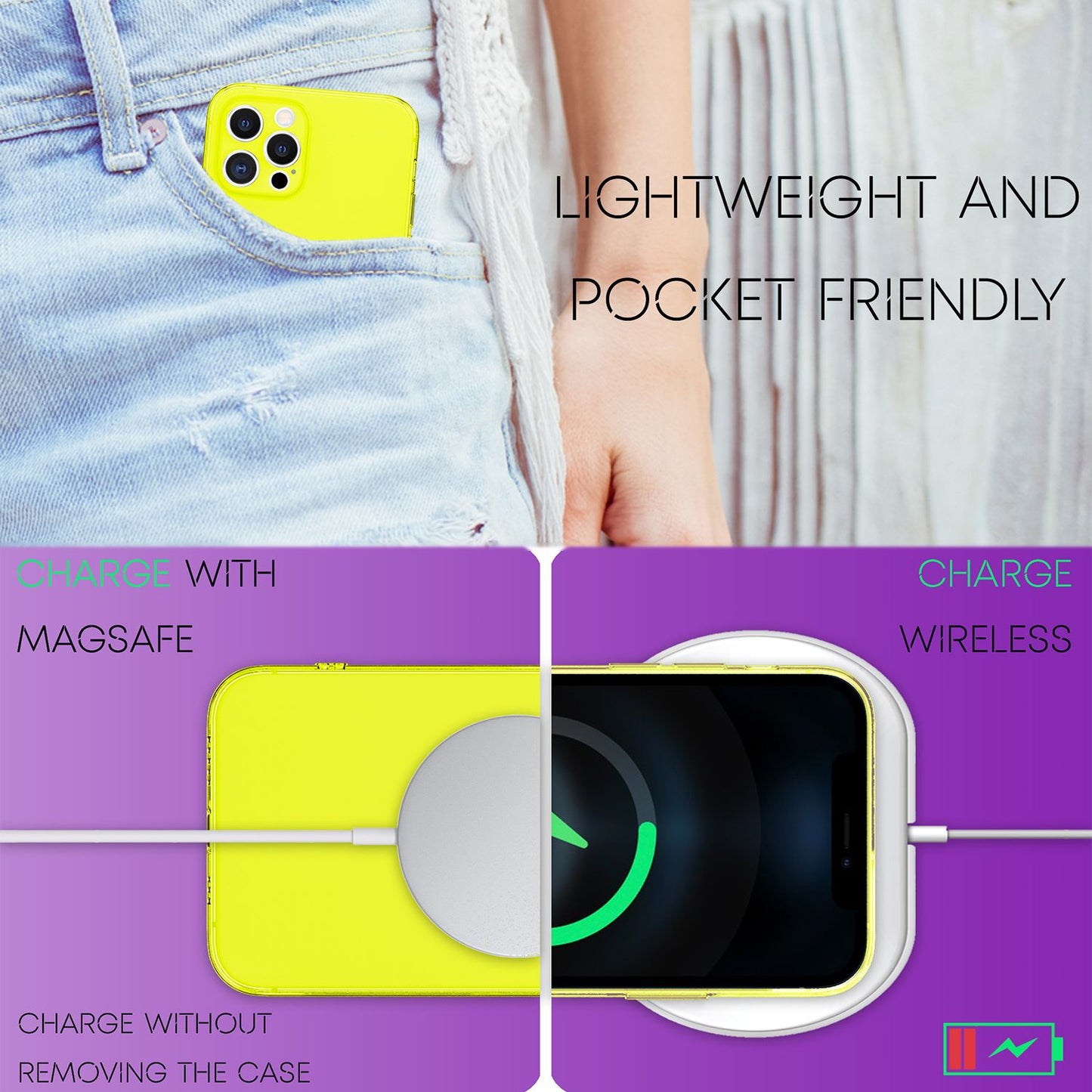 Husă de telefon NALIA Clear Neon pentru iPhone 13 Pro, husă transparentă colorată