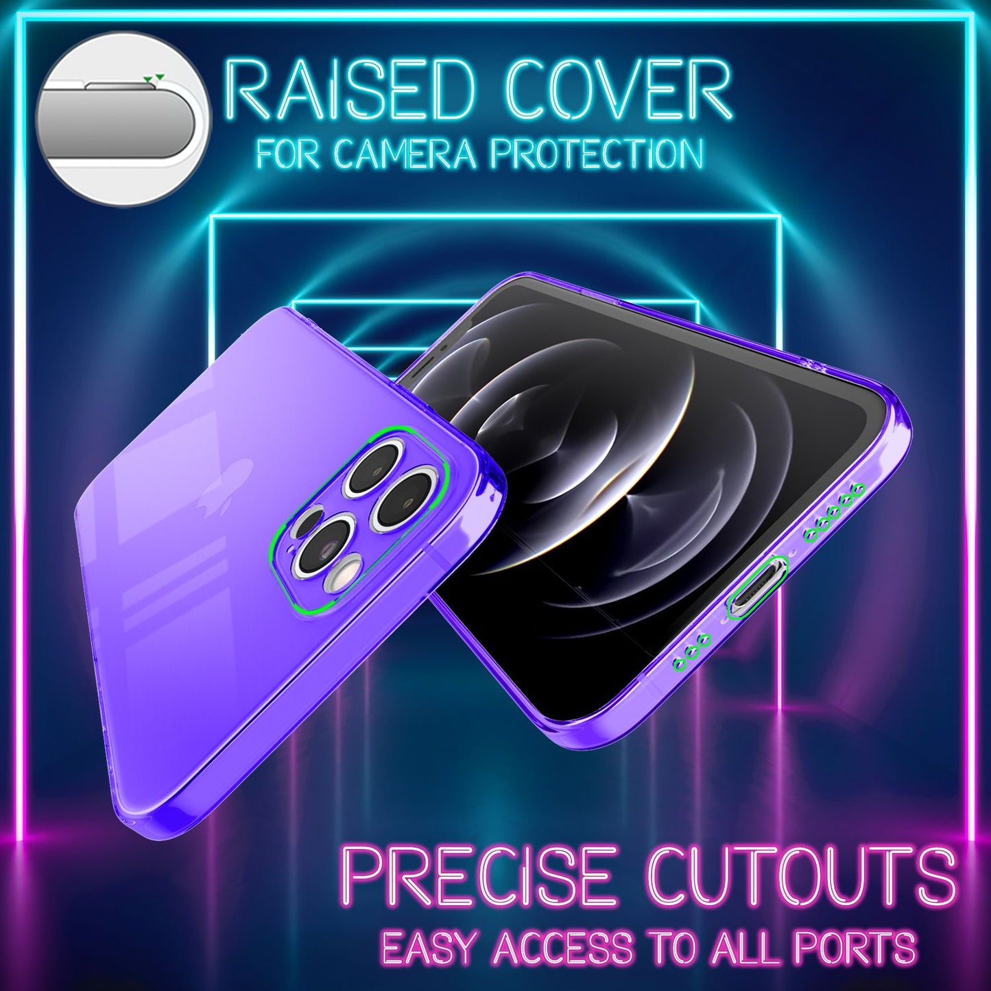 NALIA Husă de telefon transparentă neon - Husă de protecție subțire, transparentă, în culori neon luminoase, pentru iPhone 13 Pro Max