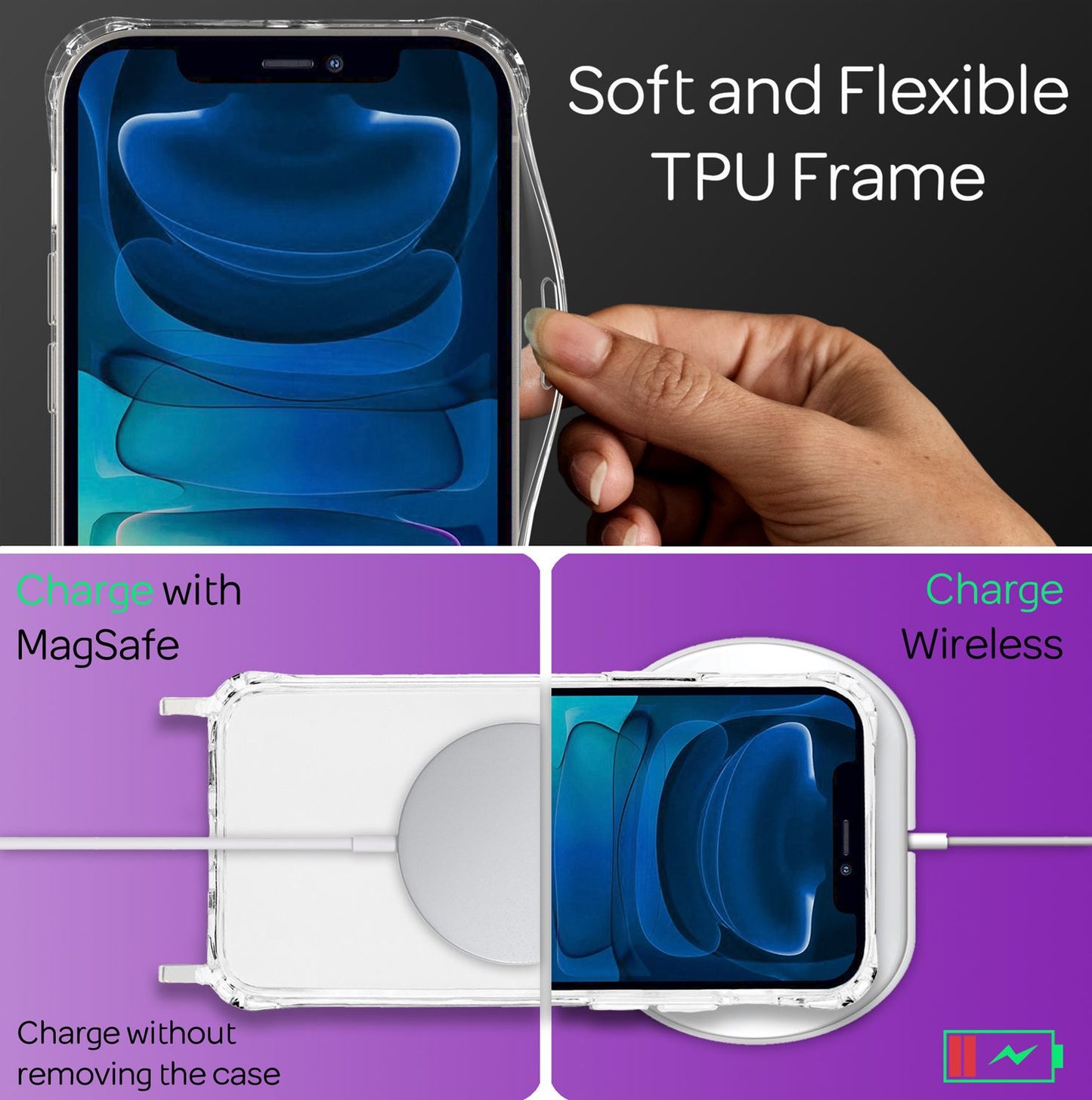 NALIA Husă hibridă transparentă cu lanț pentru iPhone 13 Pro, husă rigidă transparentă anti-gălbenire, robustă, cu colțuri întărite și ramă din silicon, husă de protecție rezistentă la șocuri și cablu de telefon