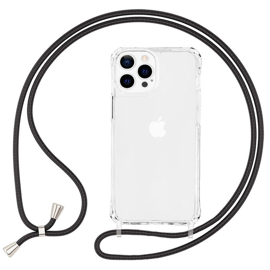 NALIA Klares Hybrid Case mit Kette für iPhone 13 Pro Max, Transparent Anti-Gelb Robust Verstärkte Ecken Hardcase & Silikon Rahmen, Stoßfeste Schutzhülle & Handy-Schnur