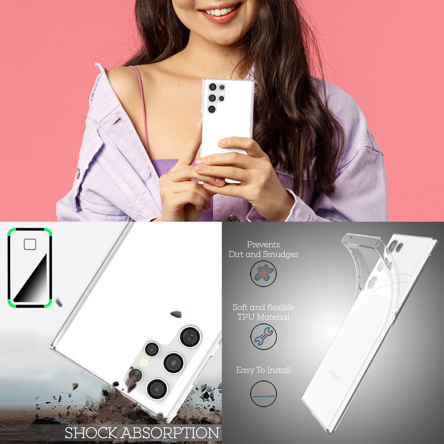 Carcasă NALIA AirFlex transparentă anti-îngălbenire - grosime 0,8 mm, greutate aprox. 9 g, compatibilă cu Galaxy S22 Ultra