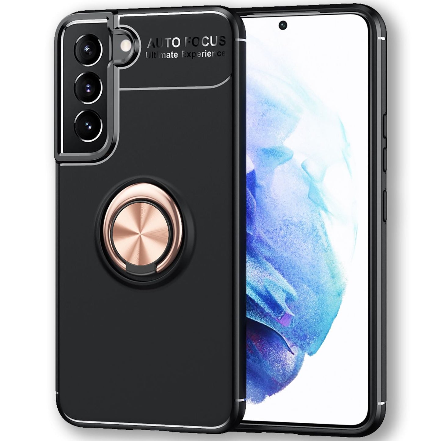 NALIA Matt-Schwarze Ringhülle für Samsung Galaxy S22