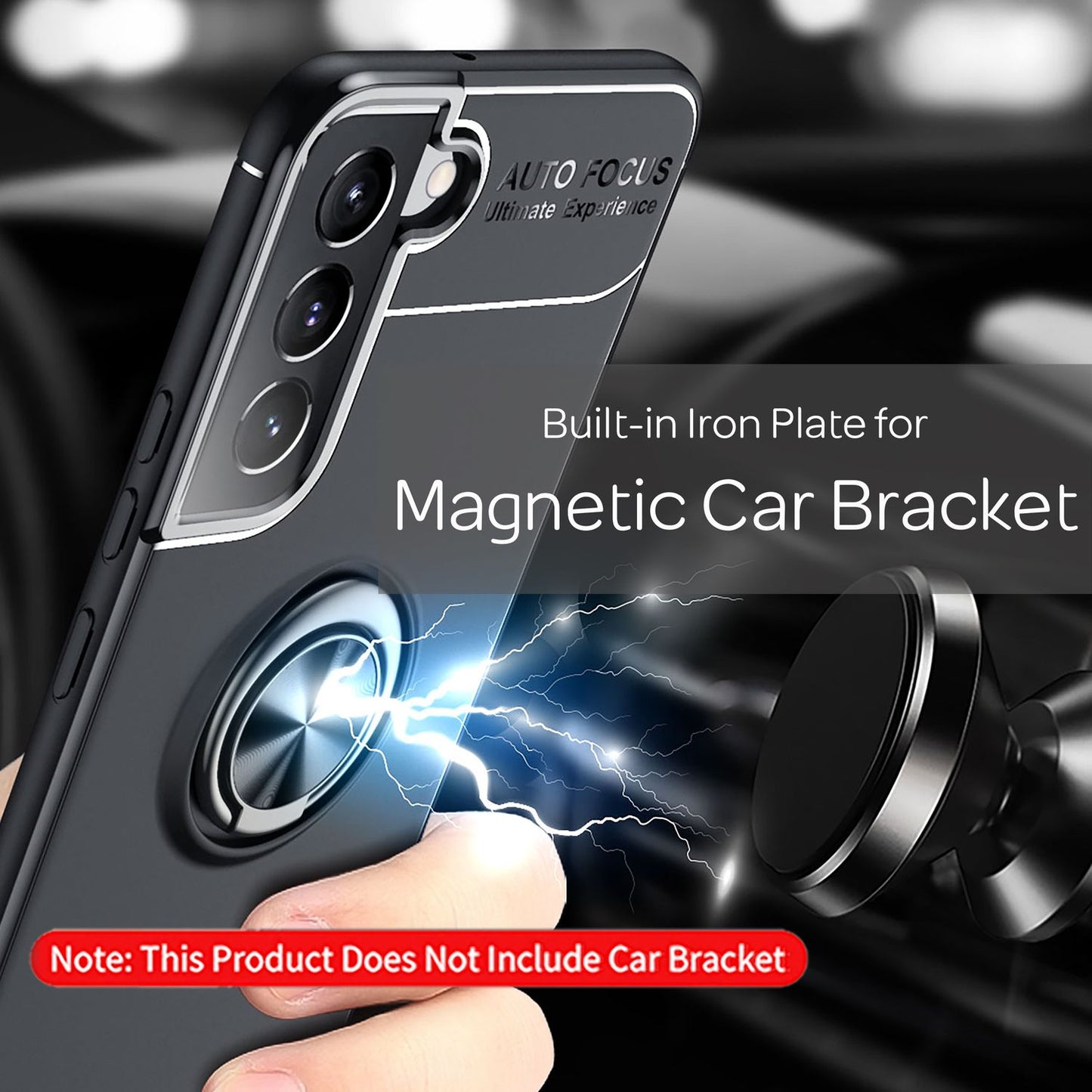 NALIA Matt-Schwarze Ringhülle für Samsung Galaxy S22