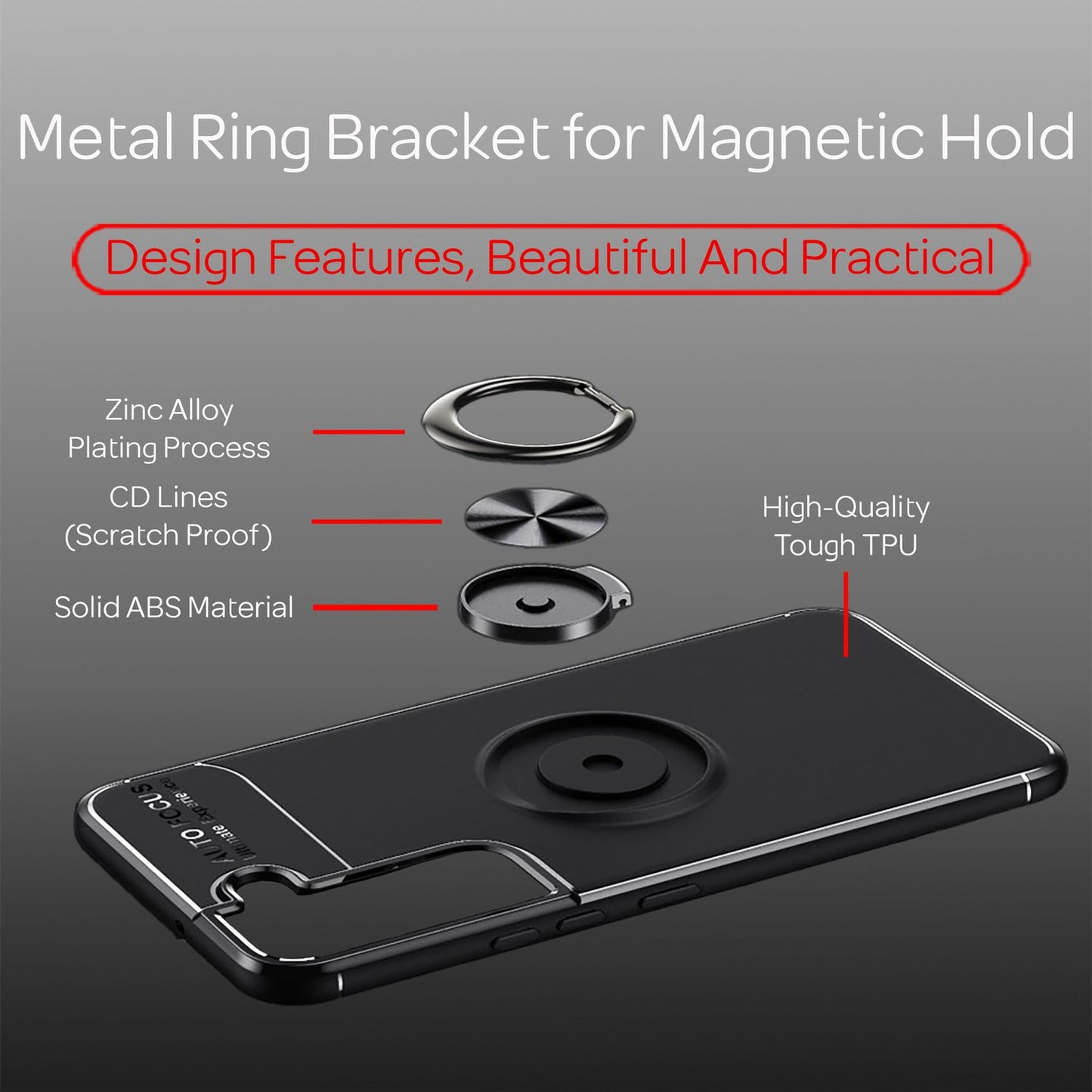 NALIA Grip360 Husă pentru inele cu suport de 360°, design mat - funcție de suport, suport pentru mașină