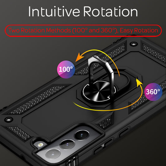 NALIA Military-Style Ringhülle für Samsung Galaxy S22, Extrem Schützend Stoßfest Robust, 360° Ring für Standfunktion