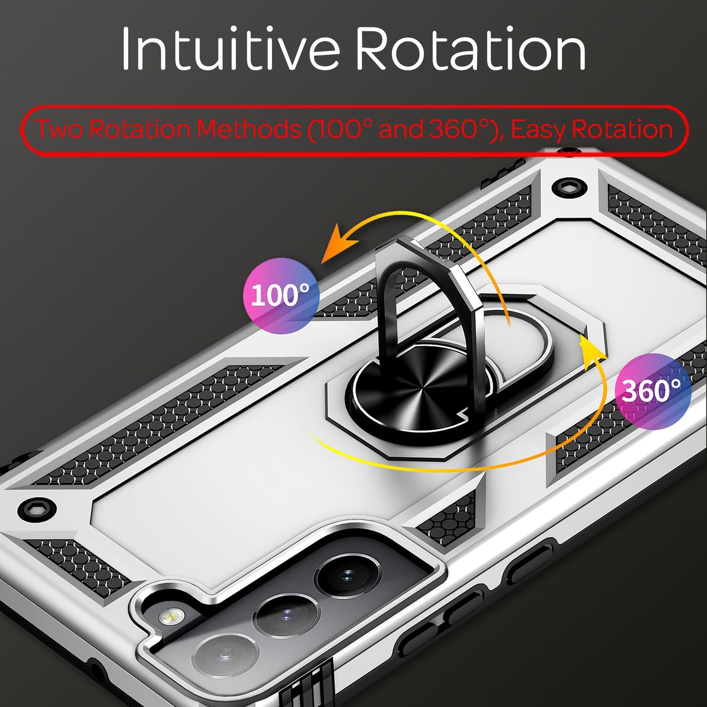 NALIA Military-Style Ringhülle für Samsung Galaxy S22, Extrem Schützend Stoßfest Robust, 360° Ring für Standfunktion