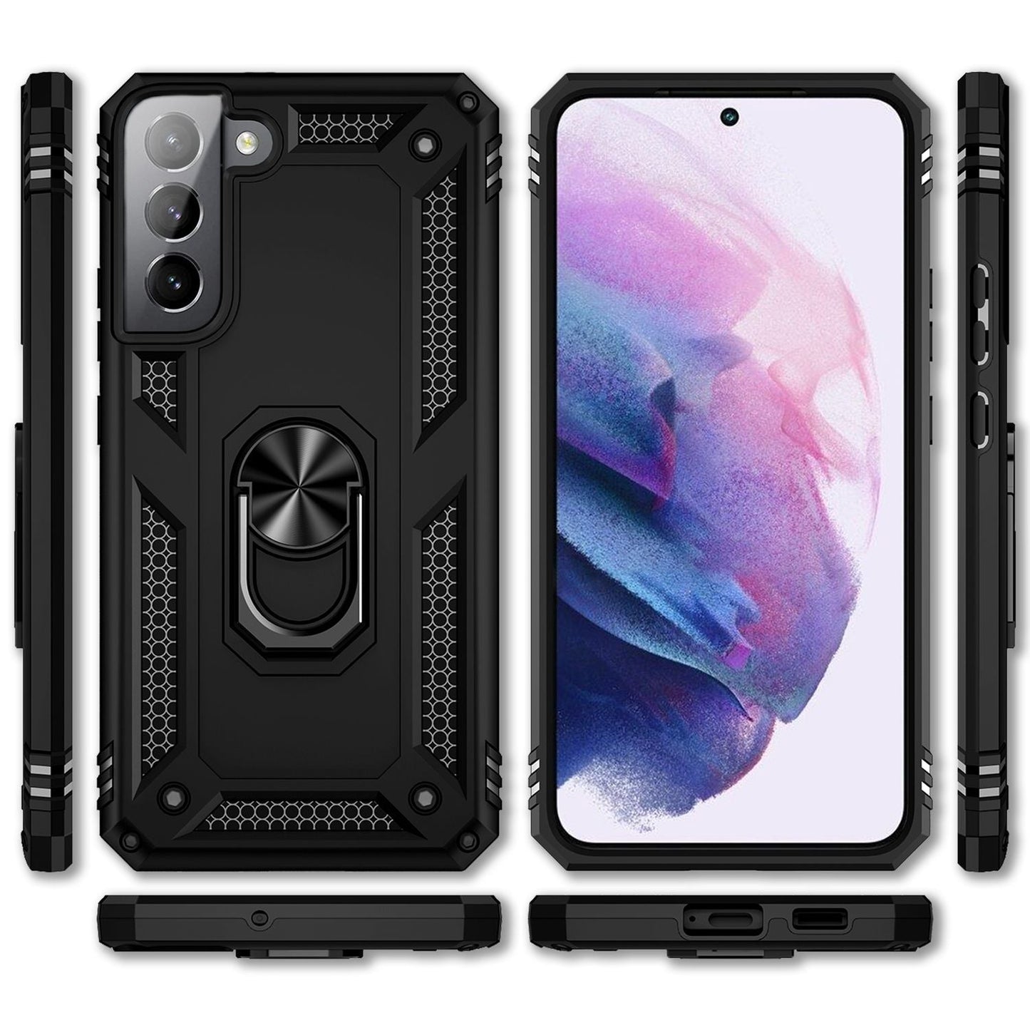 NALIA Military-Style Ringhülle für Samsung Galaxy S22, Extrem Schützend Stoßfest Robust, 360° Ring für Standfunktion