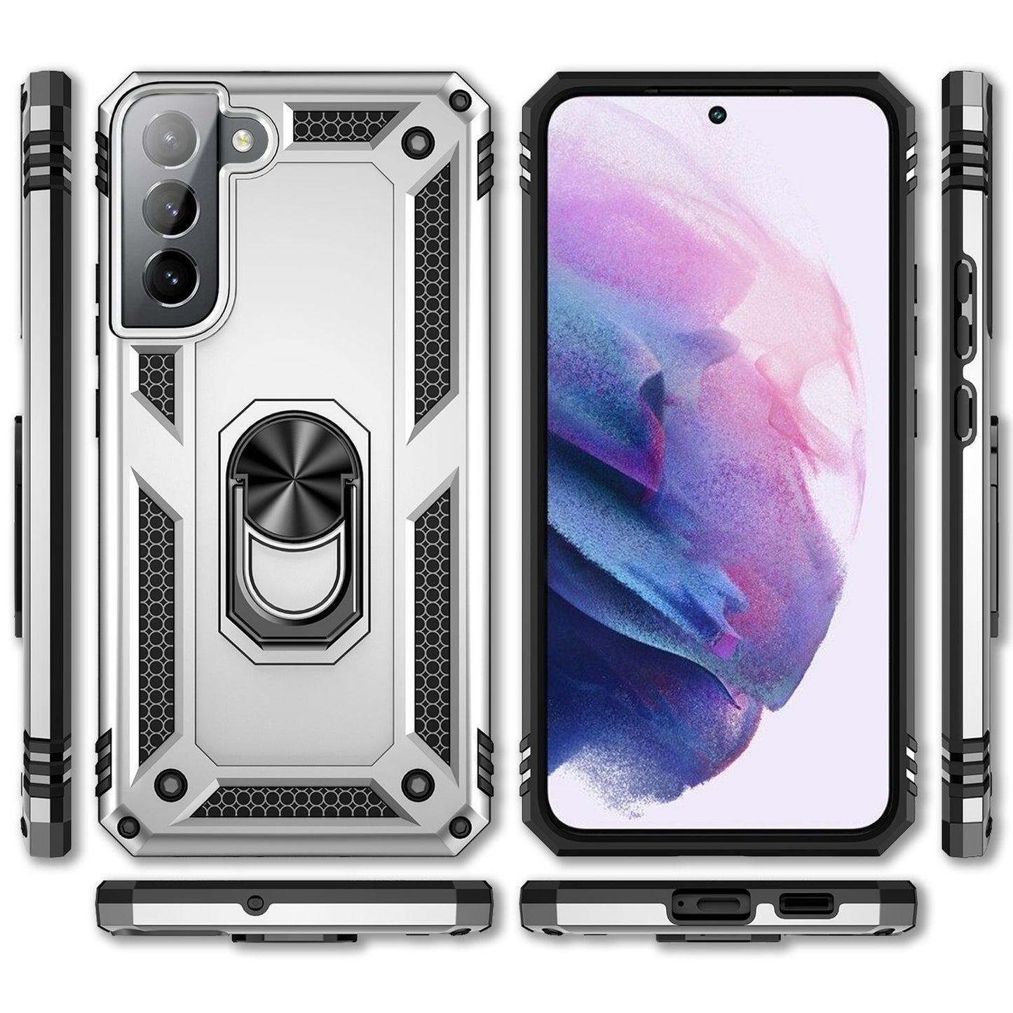 NALIA Military-Style Ringhülle für Samsung Galaxy S22 Plus, Extrem Schützend Stoßfest Robust, 360° Ring für Aufsteller