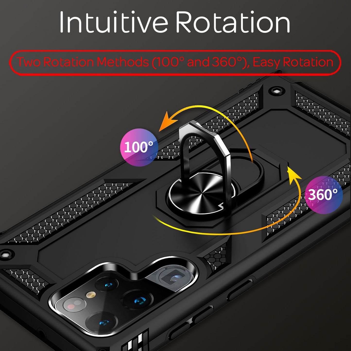 NALIA Military-Style Ringhülle für Samsung Galaxy S22 Ultra, Extrem Schützend Stoßfest, 360° Ring für Aufsteller