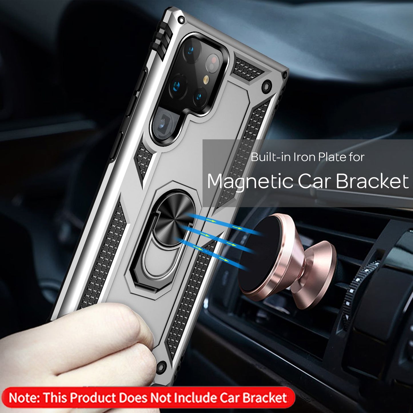 NALIA Military-Style Ringhülle für Samsung Galaxy S22 Ultra, Extrem Schützend Stoßfest, 360° Ring für Aufsteller