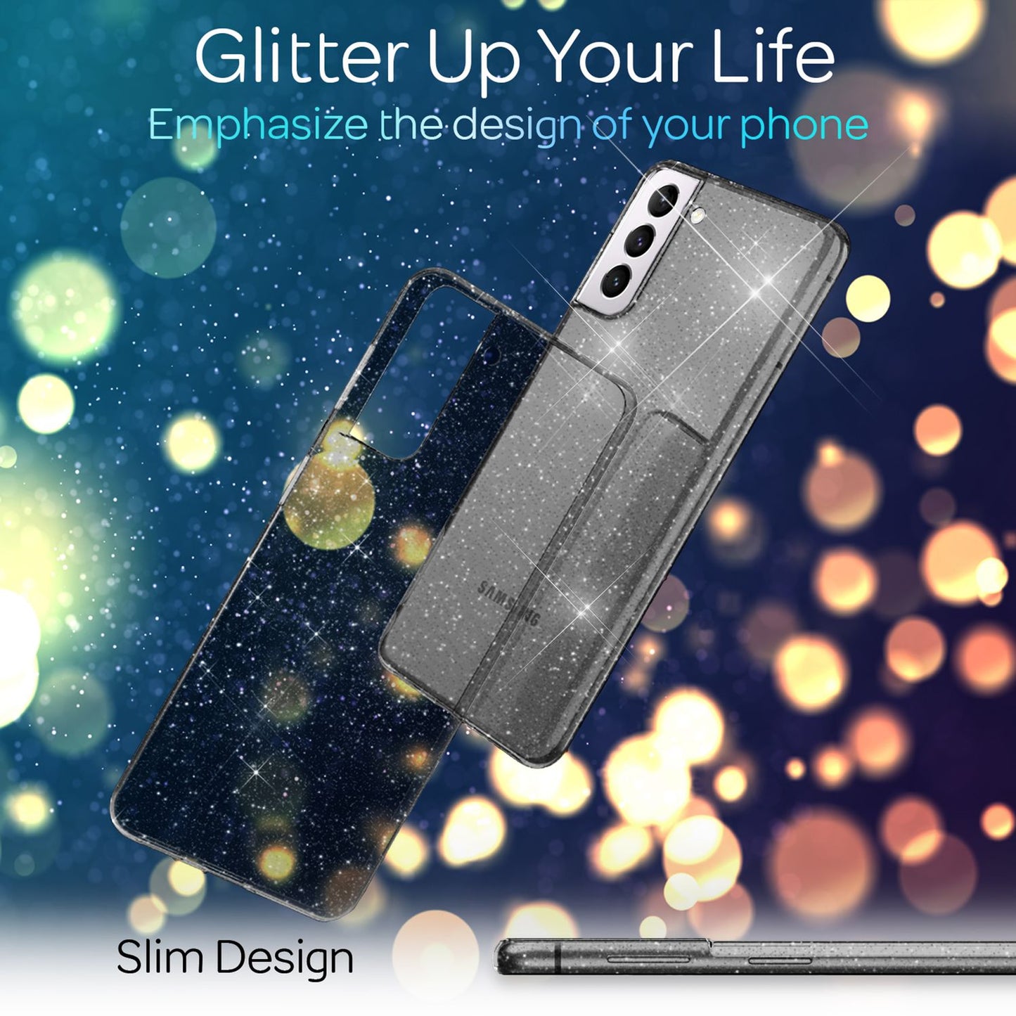 Carcasă NALIA cu sclipici transparent pentru Samsung Galaxy S22 Plus, transparentă