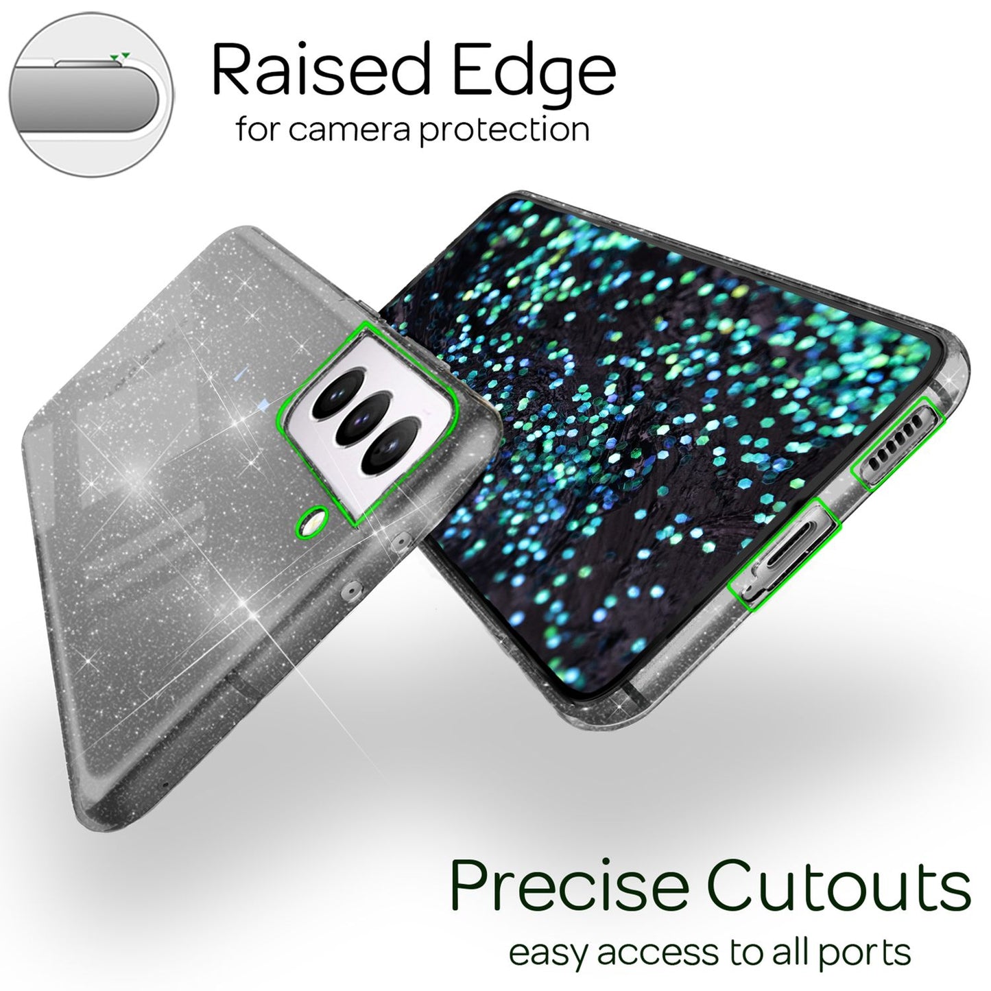 Carcasă NALIA cu sclipici transparent pentru Samsung Galaxy S22 Plus, transparentă