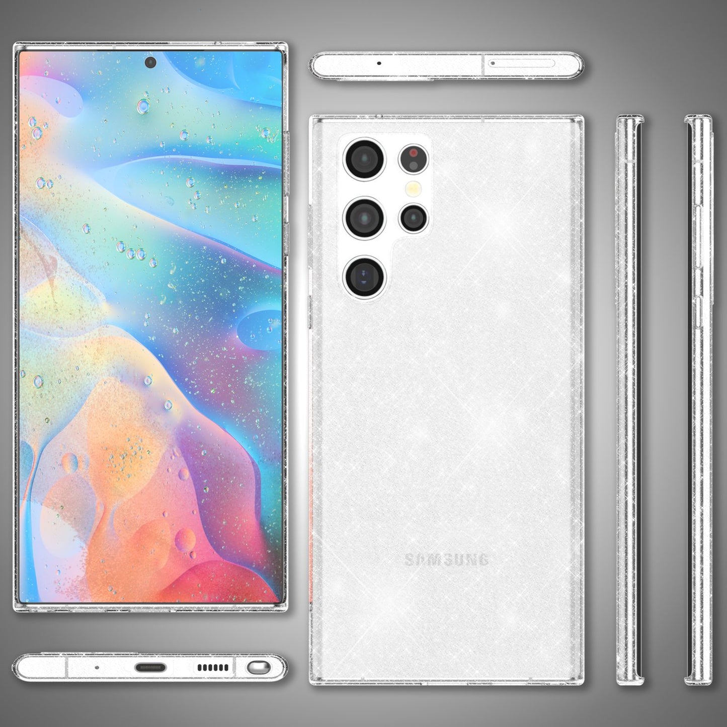 Husă NALIA Dazzlin Glitter - Dimensiune Galaxy S22 Material Ultra Transparent Design Glitter