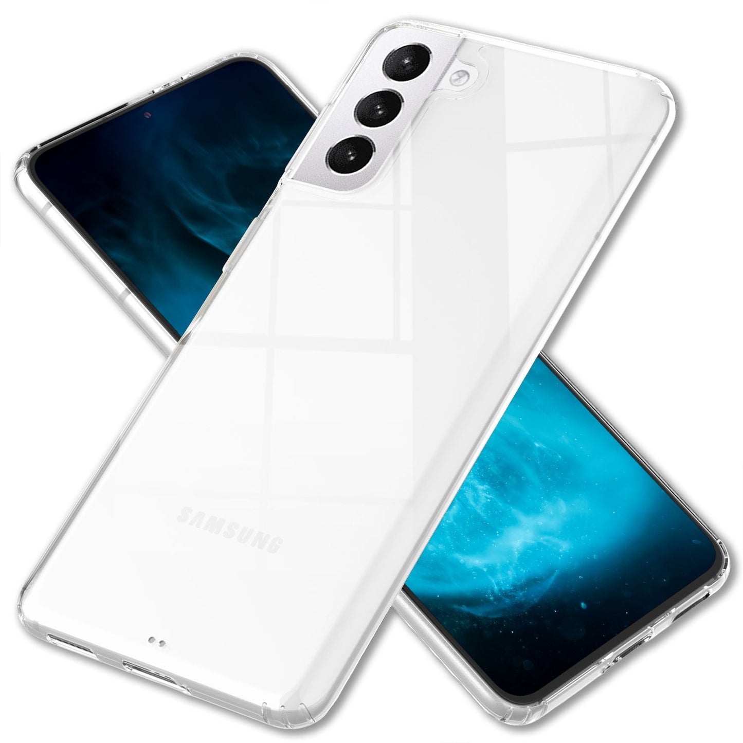 NALIA Klares Kratzfestes Case für Samsung Galaxy S22 Plus, Transparent Anti-Gelb Harte Rückseite & Silikon Rahmen