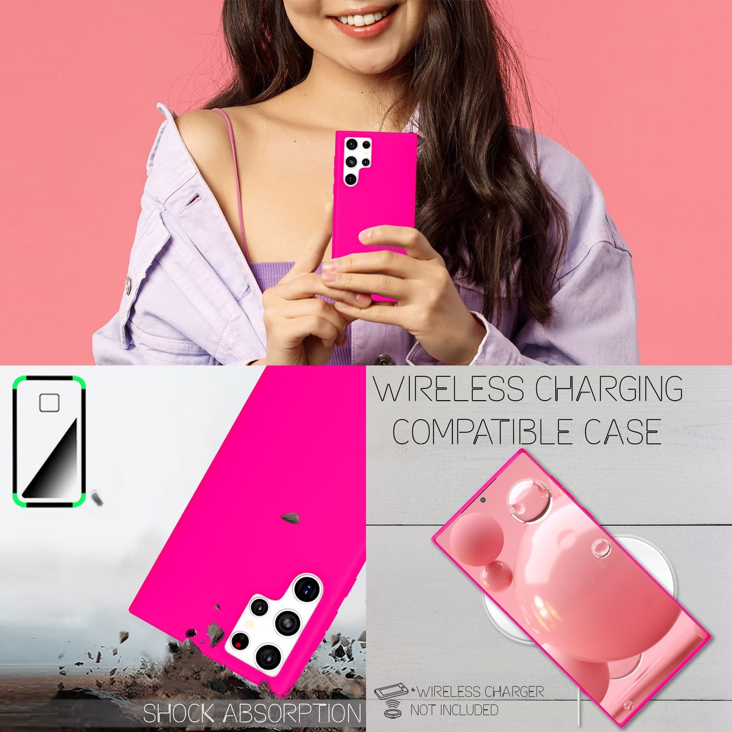 NALIA Bunte Neon Silikonhülle für Samsung Galaxy S22 Ultra