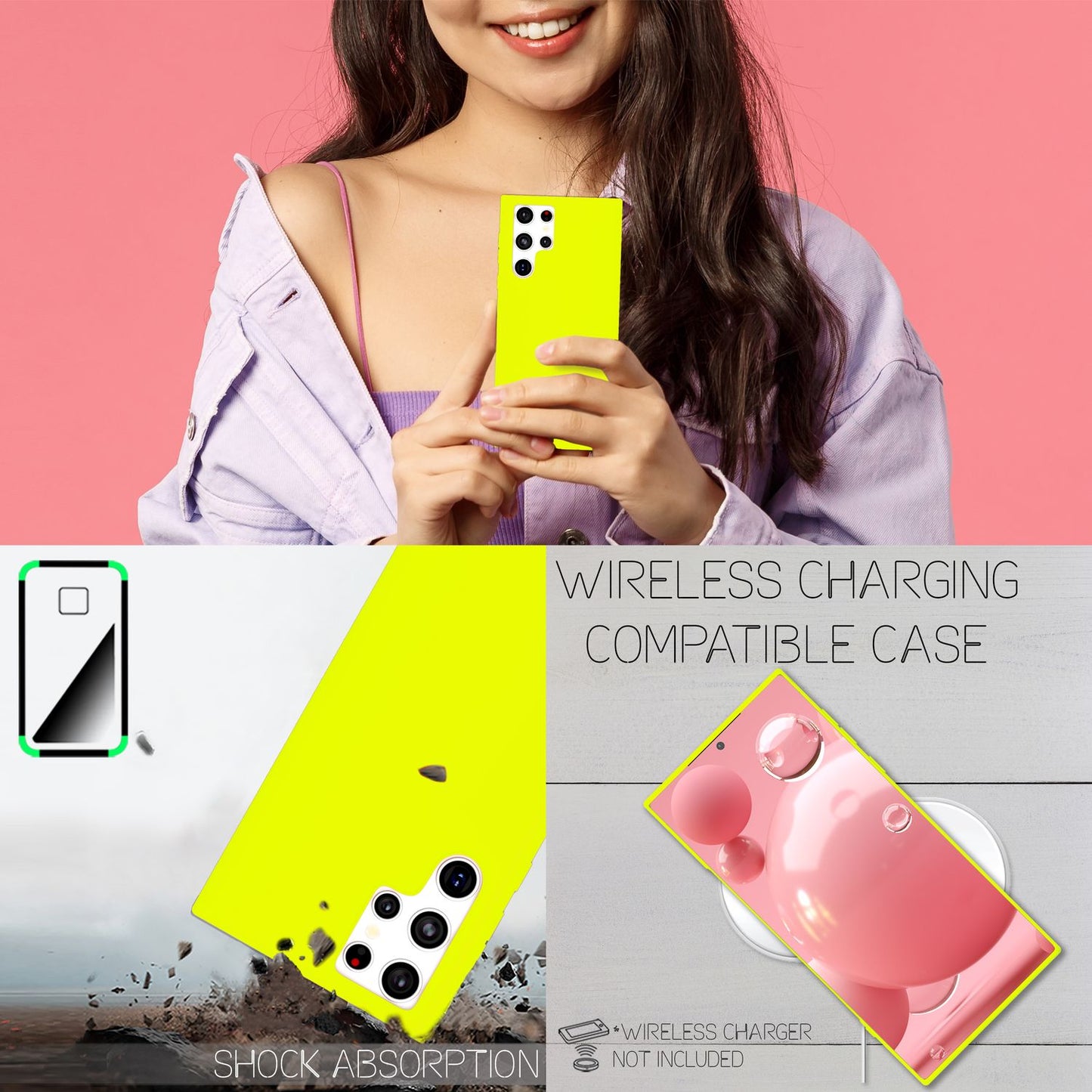 NALIA Bunte Neon Silikonhülle für Samsung Galaxy S22 Ultra