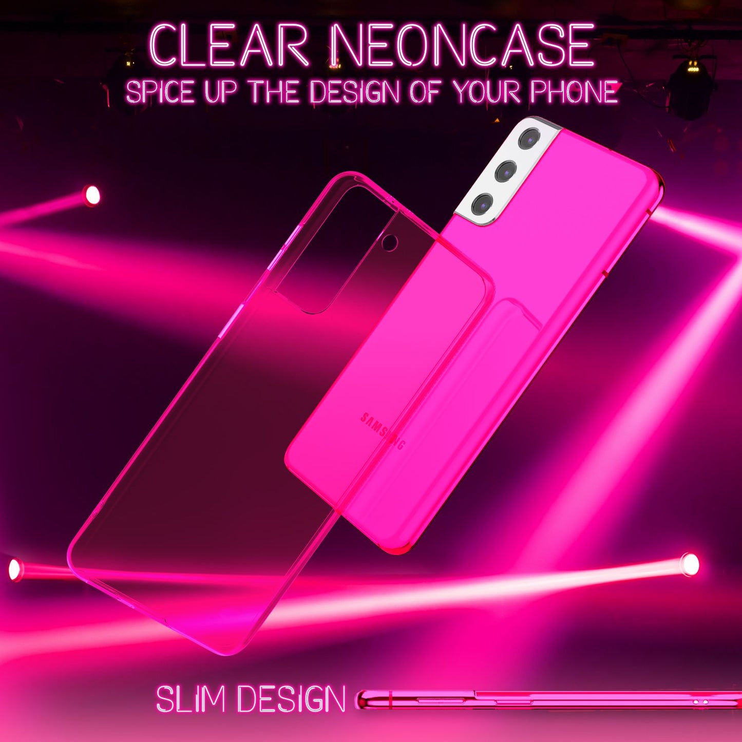 Husă de telefon NALIA Clear Neon pentru Samsung Galaxy S22 - Subțire, Transparentă, Culori Neon Vibrante