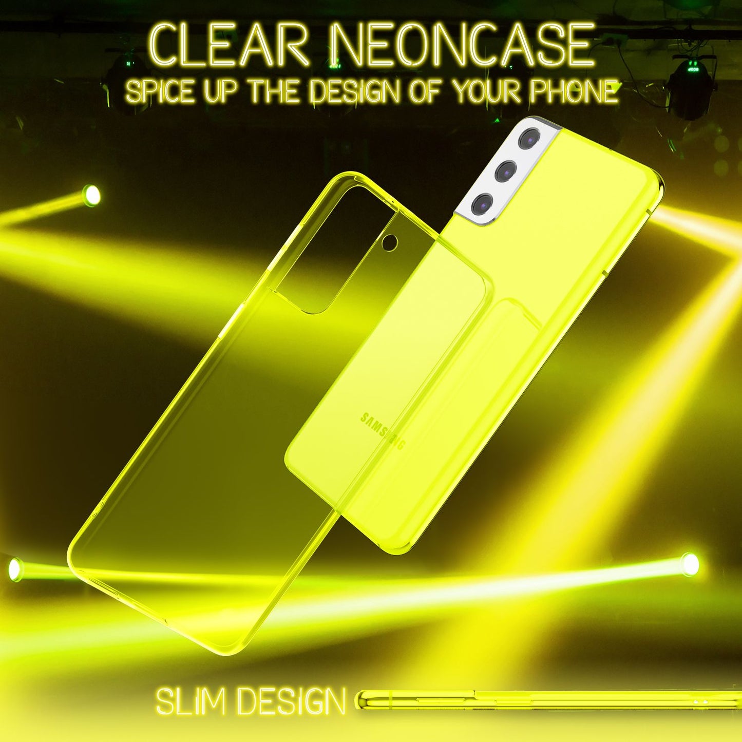 Husă de telefon NALIA Clear Neon pentru Samsung Galaxy S22 - Subțire, Transparentă, Culori Neon Vibrante