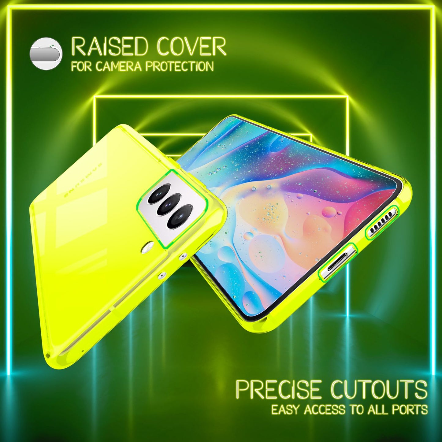 Husă de telefon NALIA Clear Neon pentru Samsung Galaxy S22 - Subțire, Transparentă, Culori Neon Vibrante