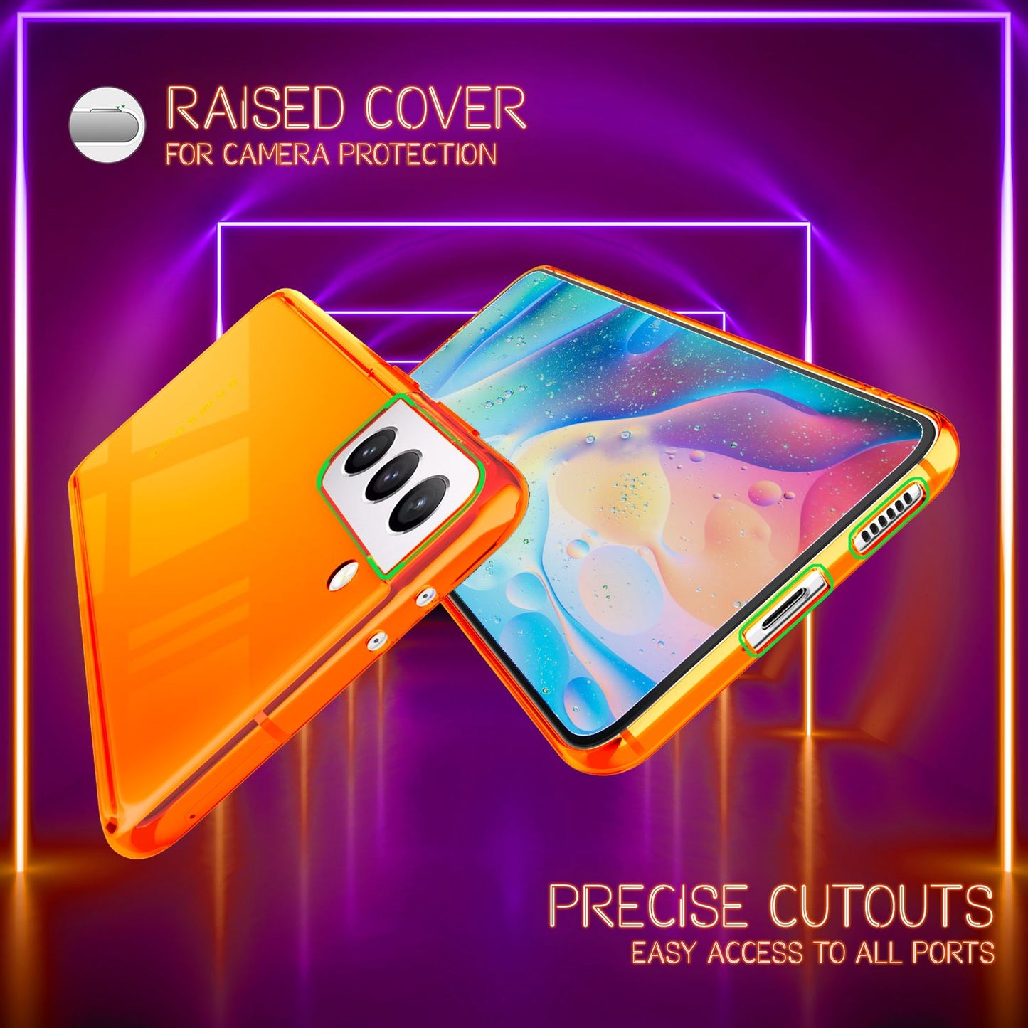 Husă de telefon NALIA Clear Neon pentru Samsung Galaxy S22 - Subțire, Transparentă, Culori Neon Vibrante