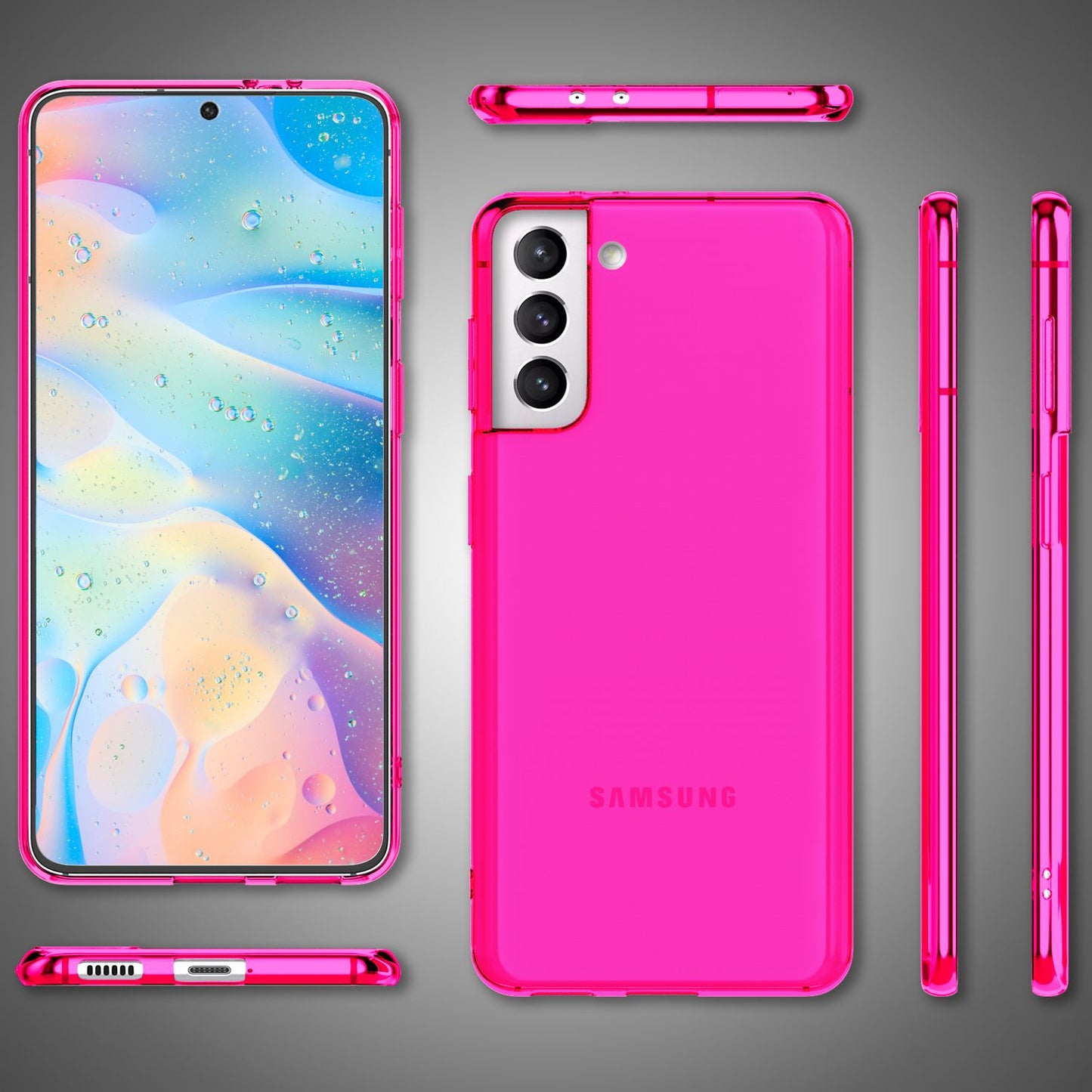 Husă de telefon NALIA Clear Neon pentru Samsung Galaxy S22 - Subțire, Transparentă, Culori Neon Vibrante