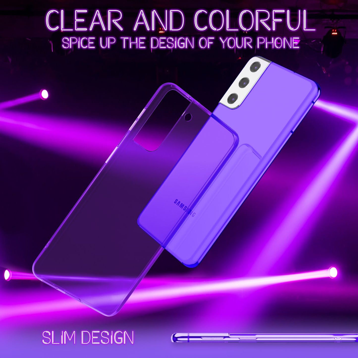 Husă de telefon NALIA Clear Neon pentru Galaxy S22 Plus Premium - Subțire, Transparentă, Luminoasă Neon