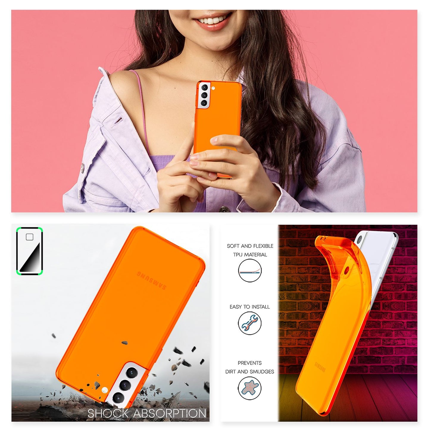 Husă de telefon NALIA Clear Neon pentru Galaxy S22 Plus Premium - Subțire, Transparentă, Luminoasă Neon