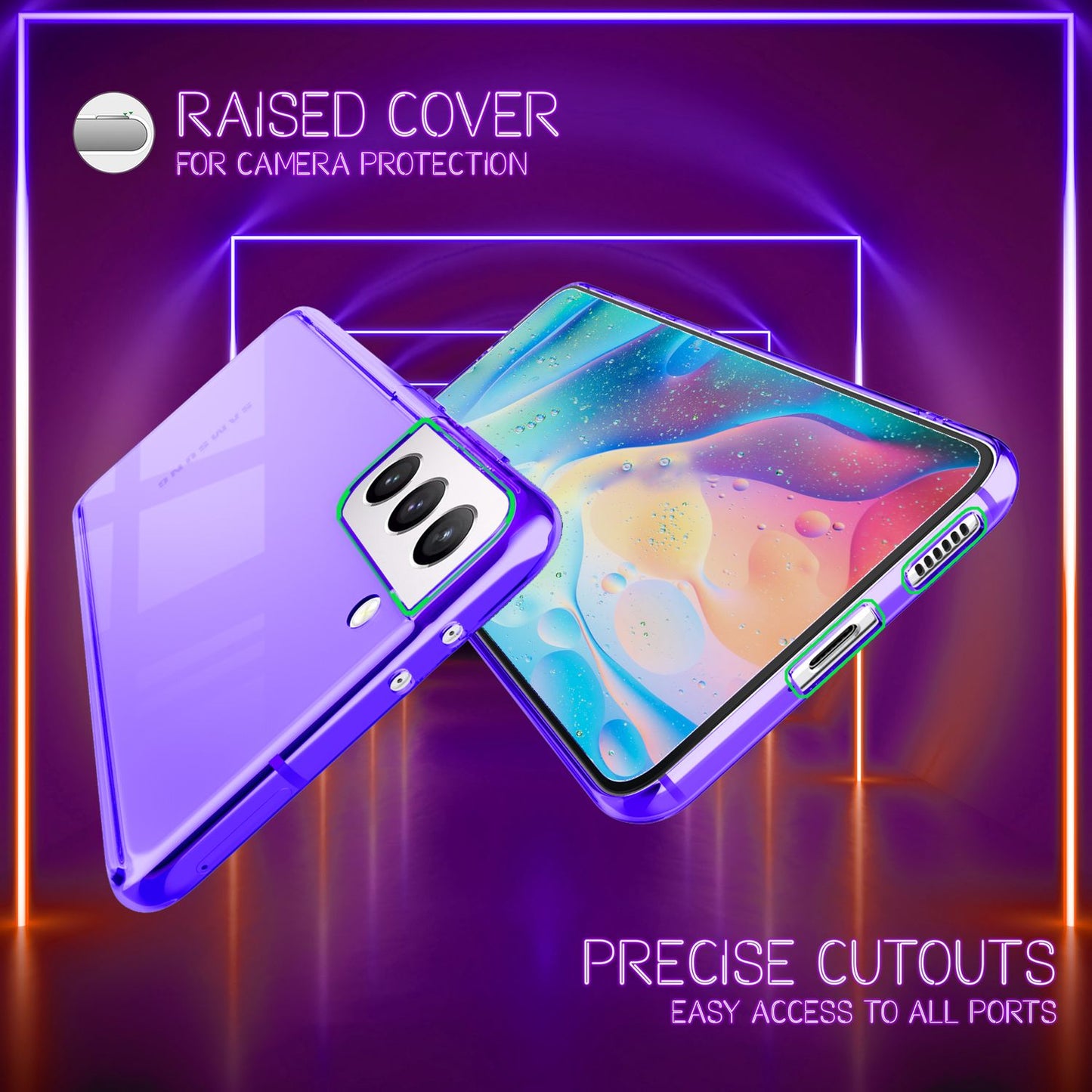 Husă de telefon NALIA Clear Neon pentru Galaxy S22 Plus Premium - Subțire, Transparentă, Luminoasă Neon