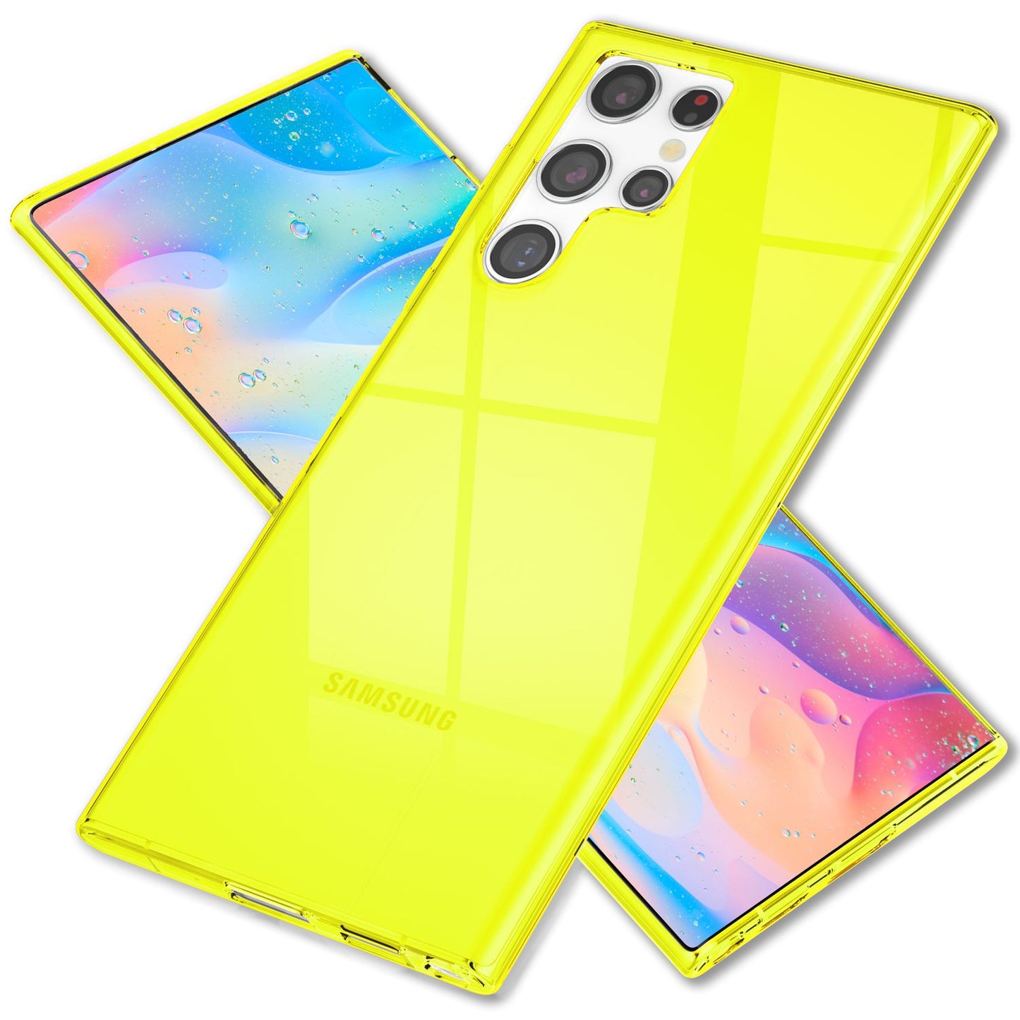 NALIA Klare Neon Handyhülle - Galaxy S22 Ultra Kompatibel, Dünn Silikon, Dicke 0,7 Millimeter