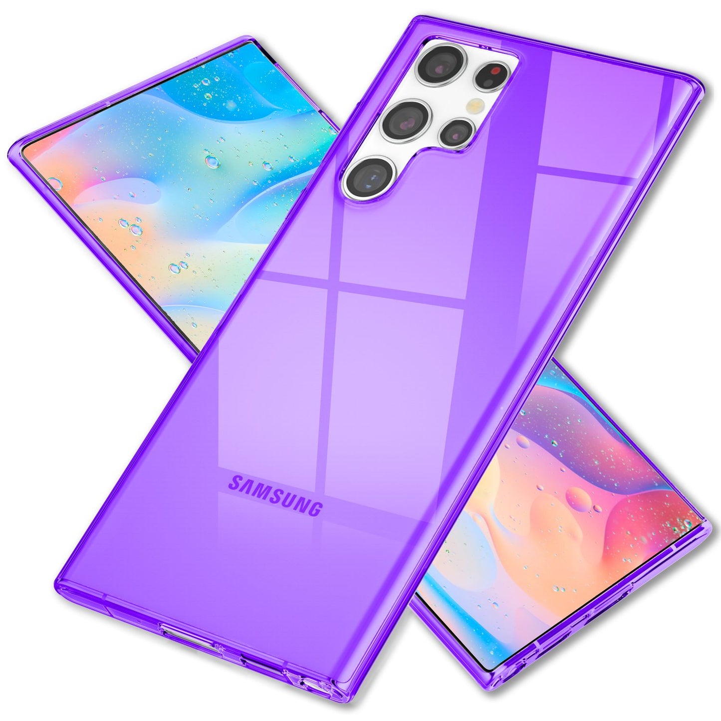 NALIA Klare Neon Handyhülle - Galaxy S22 Ultra Kompatibel, Dünn Silikon, Dicke 0,7 Millimeter