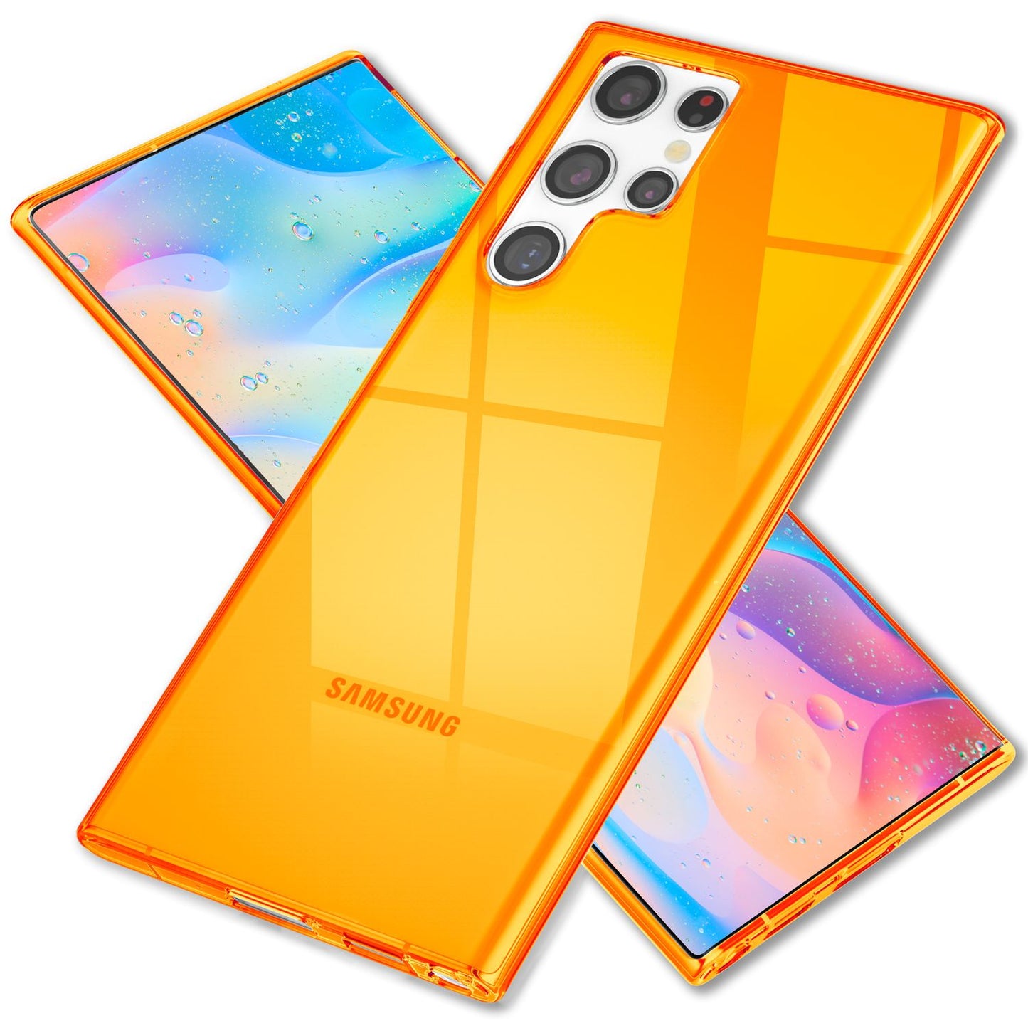 NALIA Klare Neon Handyhülle - Galaxy S22 Ultra Kompatibel, Dünn Silikon, Dicke 0,7 Millimeter