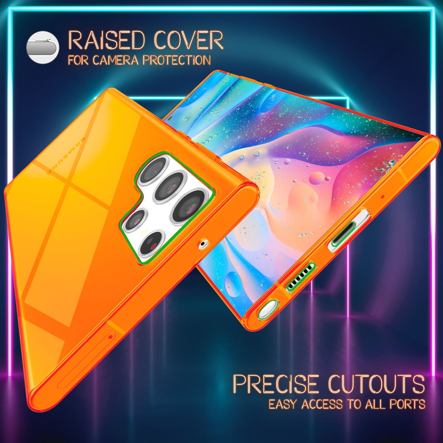 NALIA Klare Neon Handyhülle - Galaxy S22 Ultra Kompatibel, Dünn Silikon, Dicke 0,7 Millimeter