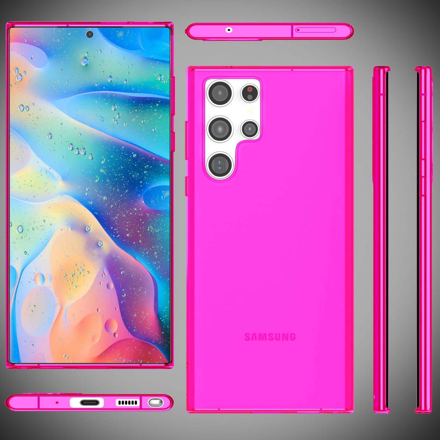 NALIA Klare Neon Handyhülle - Galaxy S22 Ultra Kompatibel, Dünn Silikon, Dicke 0,7 Millimeter