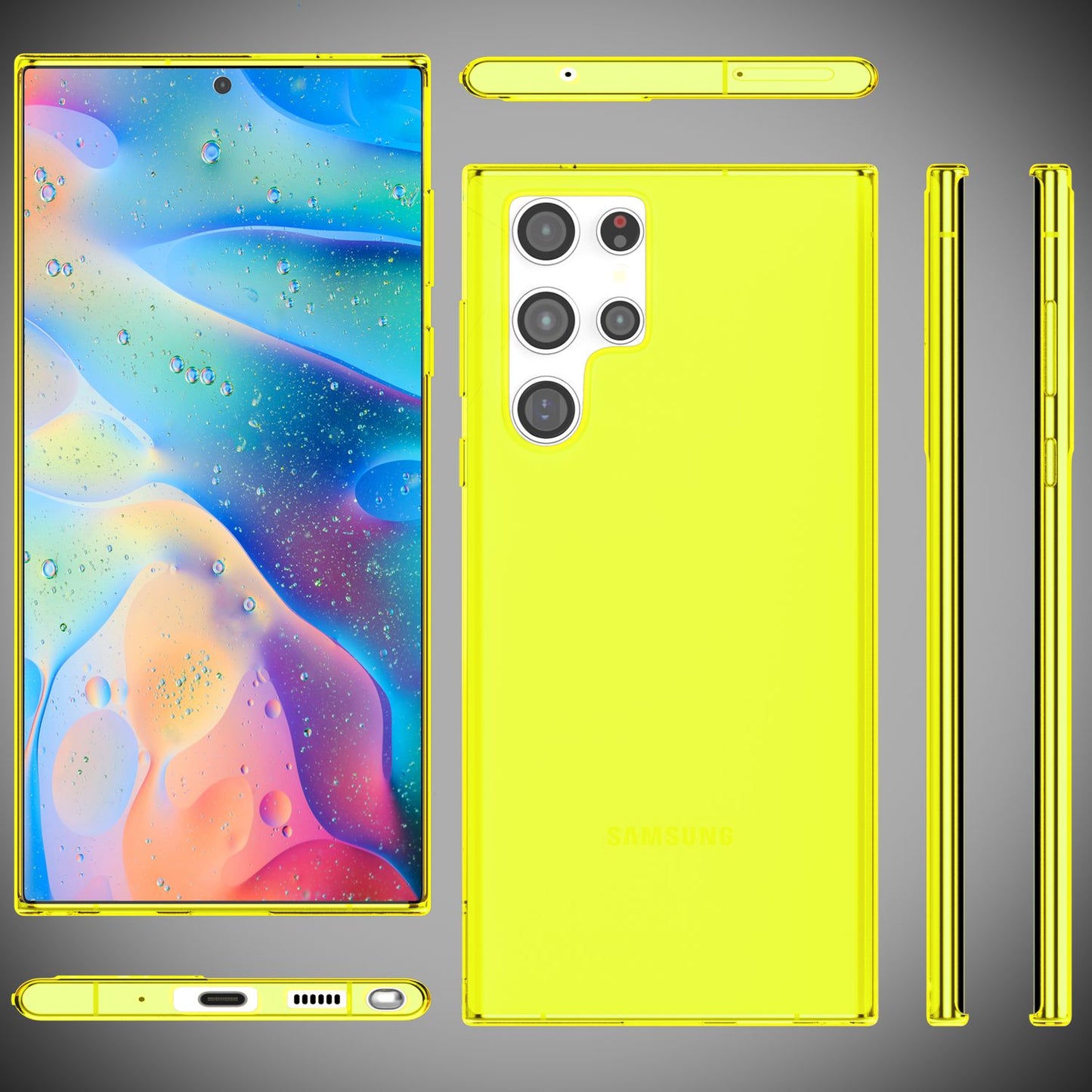 NALIA Klare Neon Handyhülle - Galaxy S22 Ultra Kompatibel, Dünn Silikon, Dicke 0,7 Millimeter