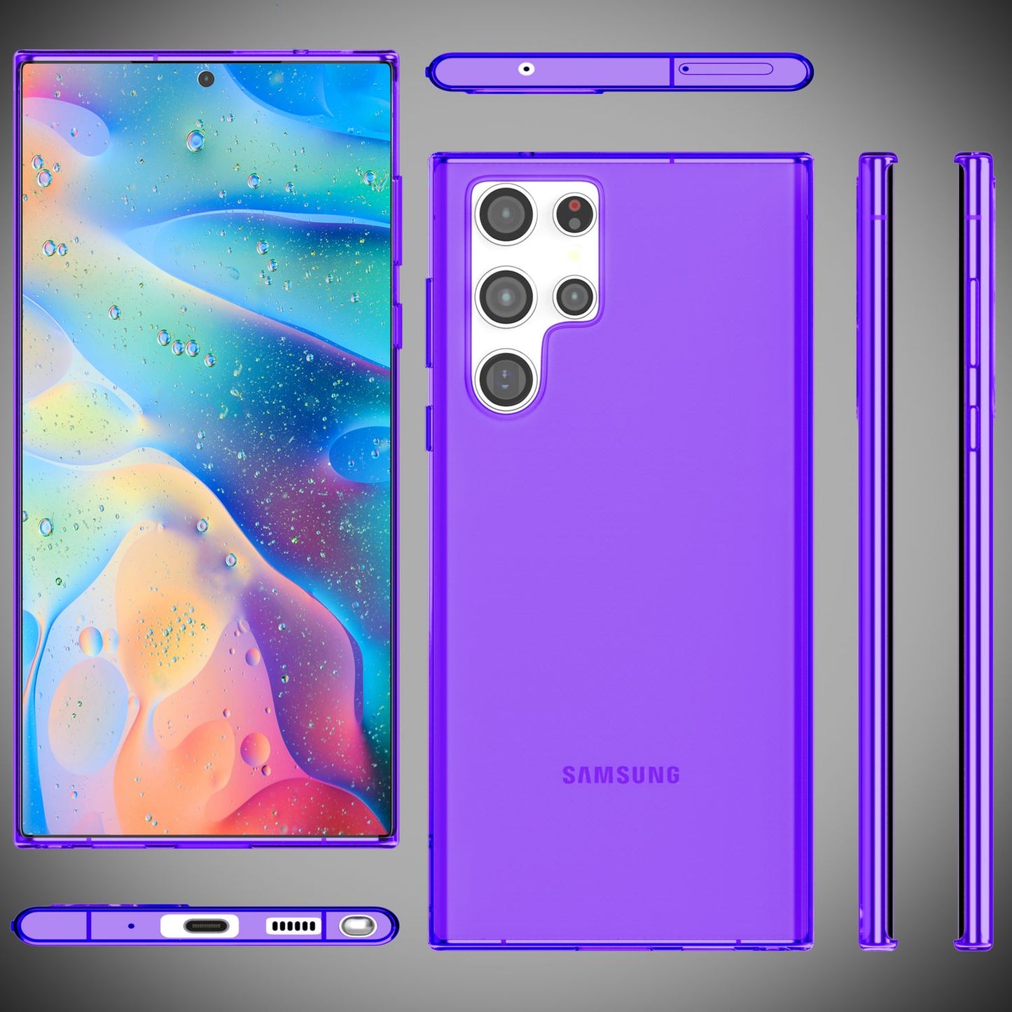 NALIA Klare Neon Handyhülle - Galaxy S22 Ultra Kompatibel, Dünn Silikon, Dicke 0,7 Millimeter
