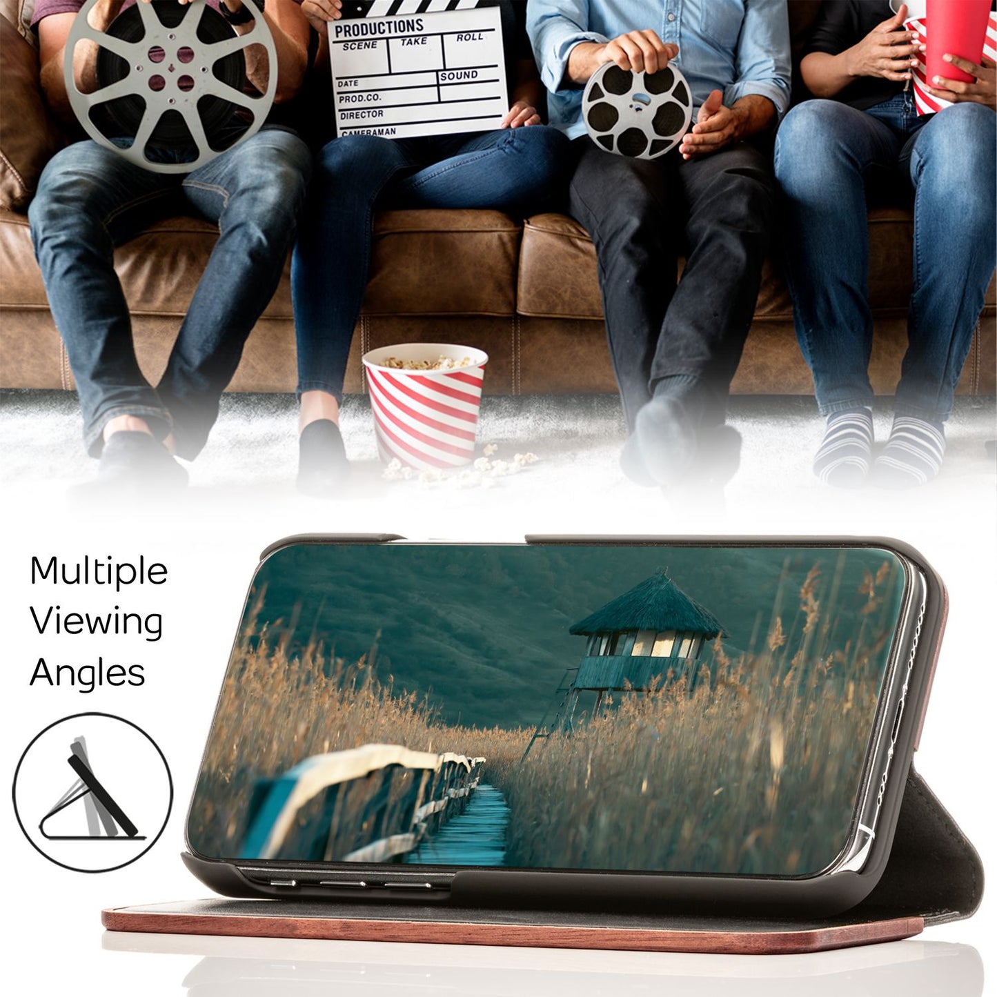 Husă NALIA din lemn masiv pentru iPhone 13 - funcție stand, slot pentru card, nuc FSC, dimensiuni aprox. 14,6 x 7,1 cm, greutate aprox. 40 g