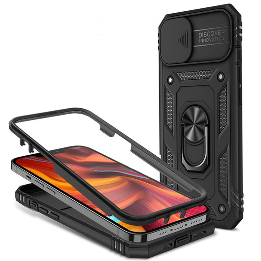 NALIA Military-Style Ringhülle für iPhone 13 Mini, Extrem Schützend mit Display-Rahmen & Kamera-Abdeckung, 360° Ring für Standfunktion & KFZ-Halterung