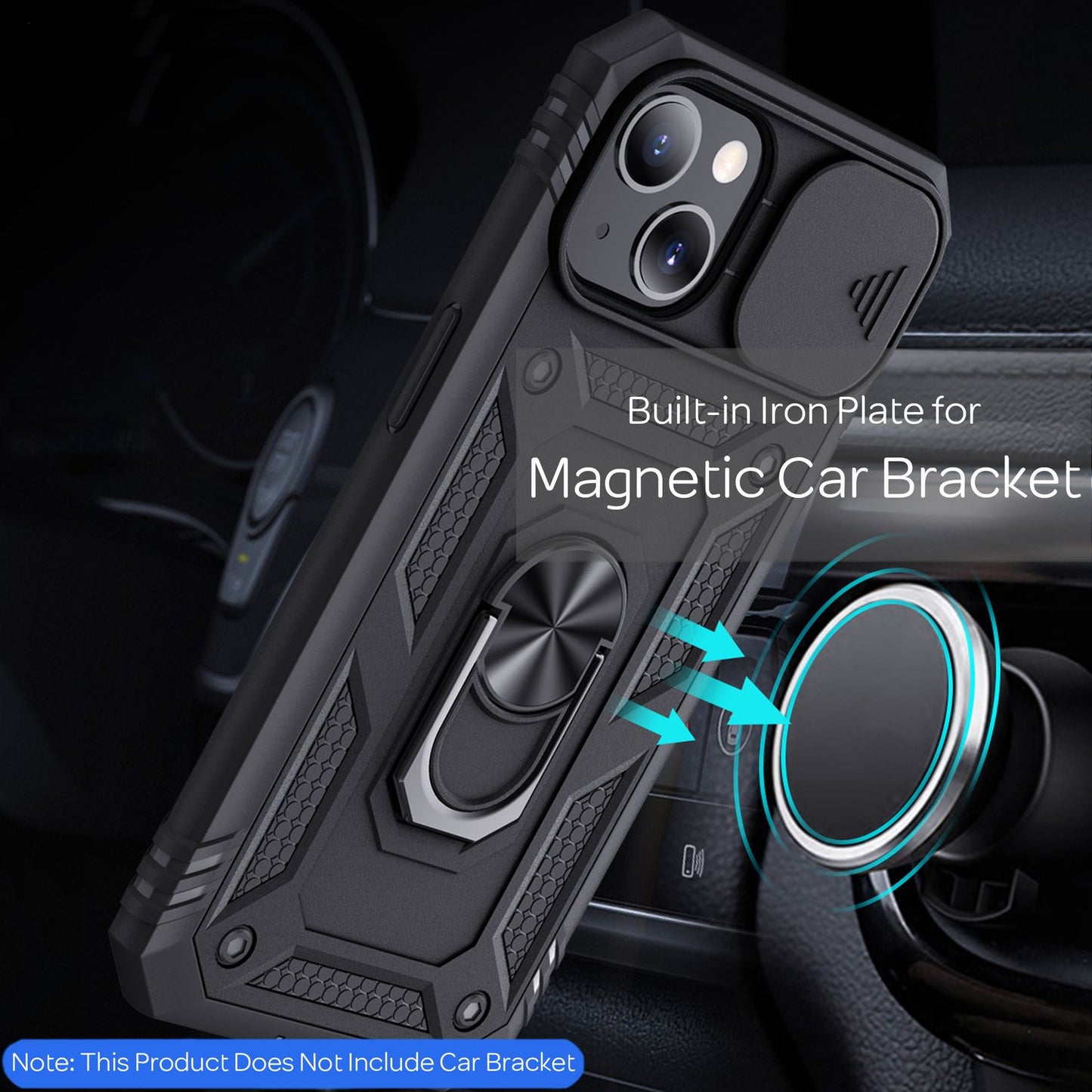 NALIA Military-Style Ringhülle für iPhone 13 Mini, Extrem Schützend mit Display-Rahmen & Kamera-Abdeckung, 360° Ring für Standfunktion & KFZ-Halterung