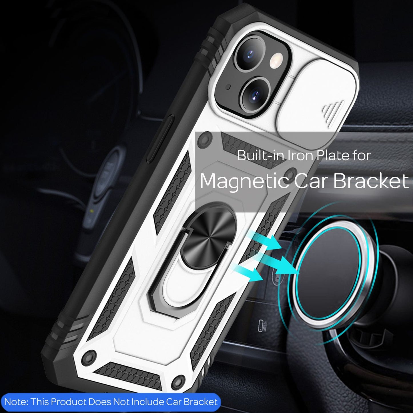 NALIA Military-Style Ringhülle für iPhone 13 Mini, Extrem Schützend mit Display-Rahmen & Kamera-Abdeckung, 360° Ring für Standfunktion & KFZ-Halterung