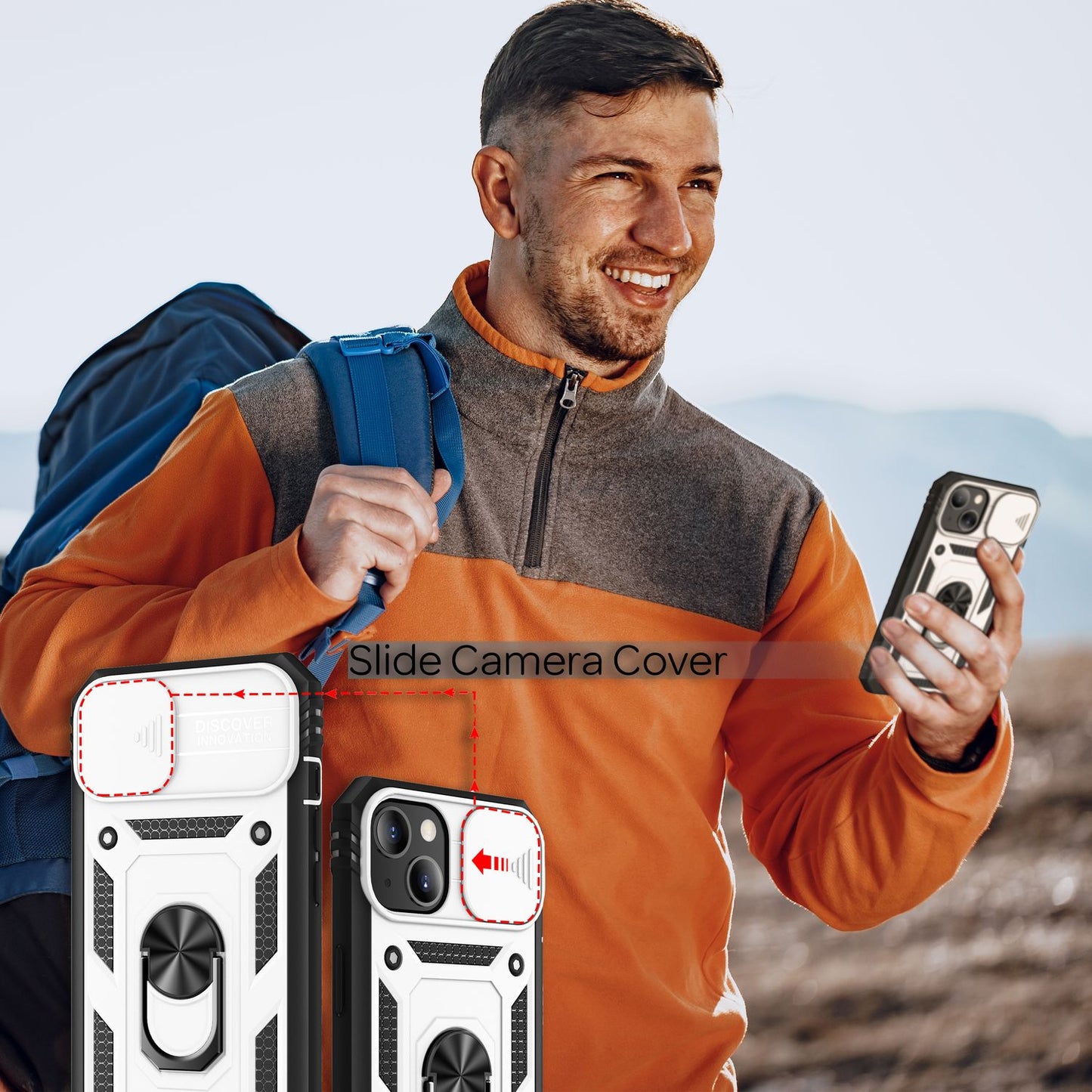 NALIA Military-Style Ringhülle für iPhone 13 Mini, Extrem Schützend mit Display-Rahmen & Kamera-Abdeckung, 360° Ring für Standfunktion & KFZ-Halterung